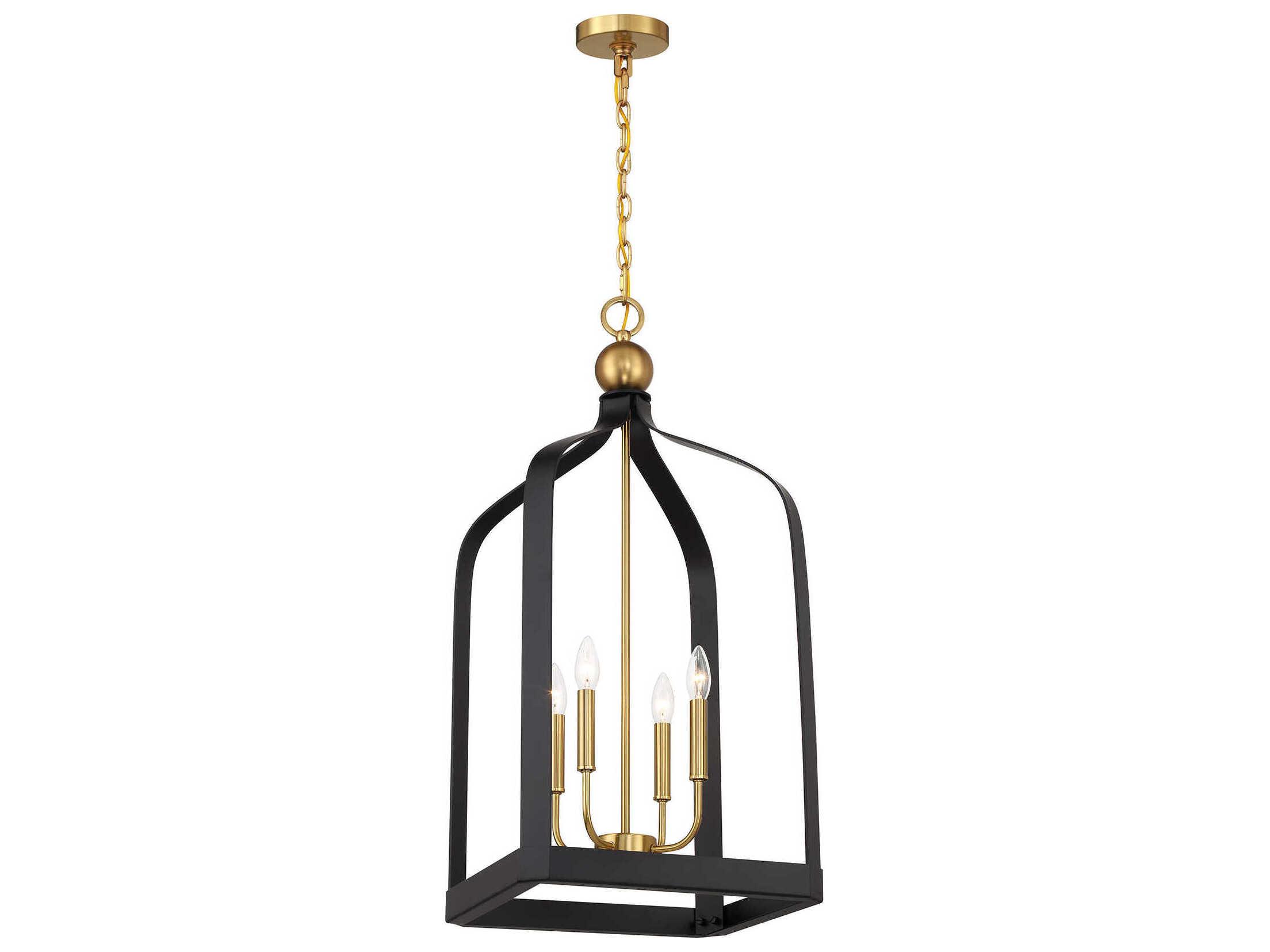 Savoy House Sheffield 4-Light Matte Black Warm Brass Pendant