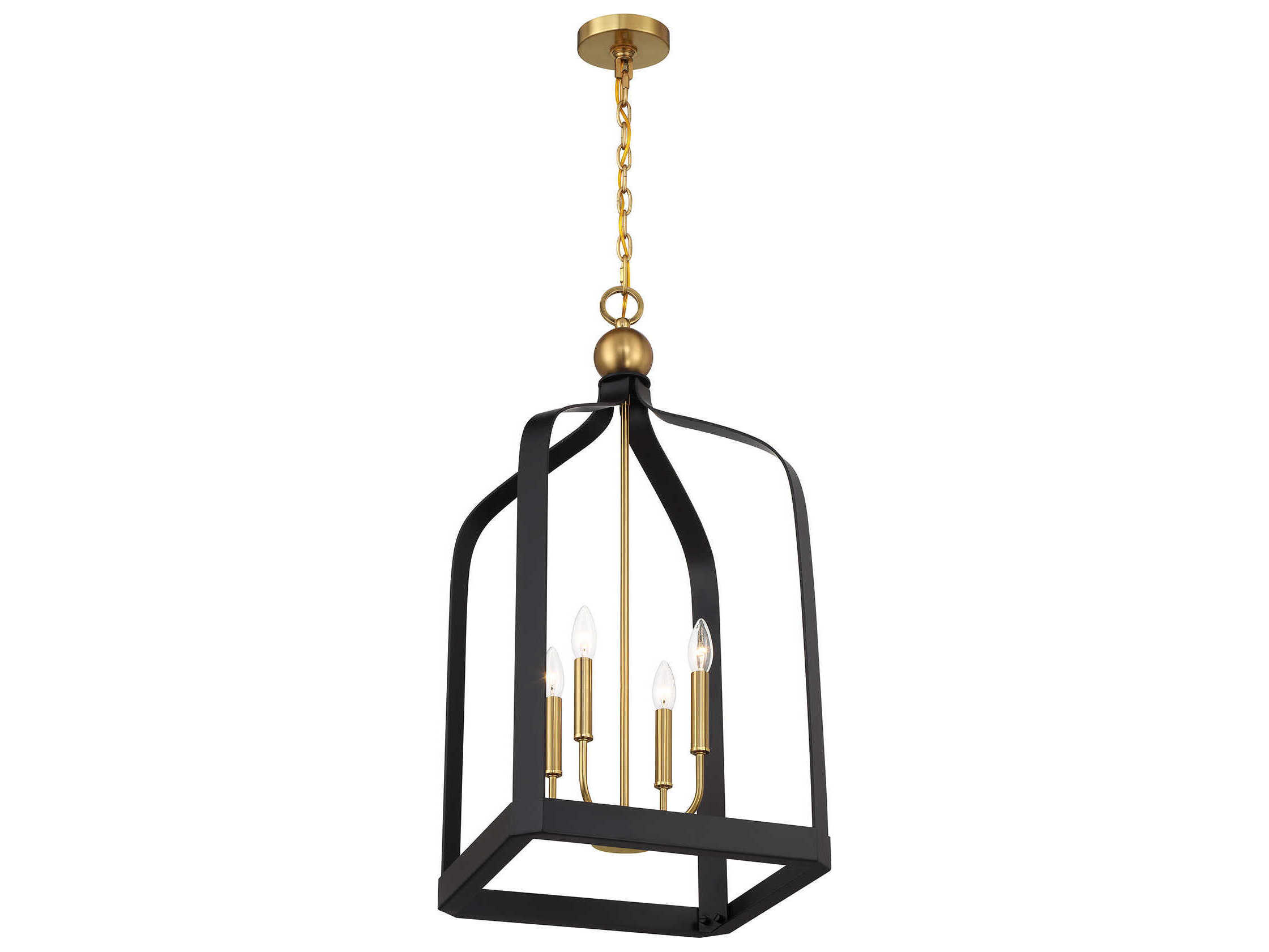 Savoy House Sheffield 4-Light Matte Black Warm Brass Pendant