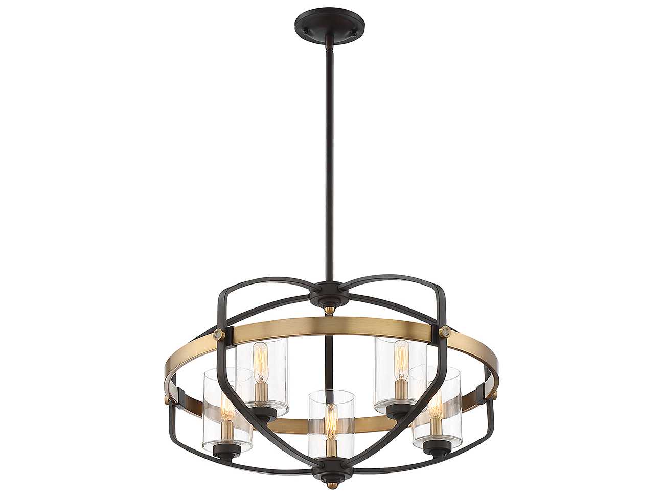 Savoy House Kirkland 5-Light English Bronze Warm Brass Glass Cylinder Chandelier