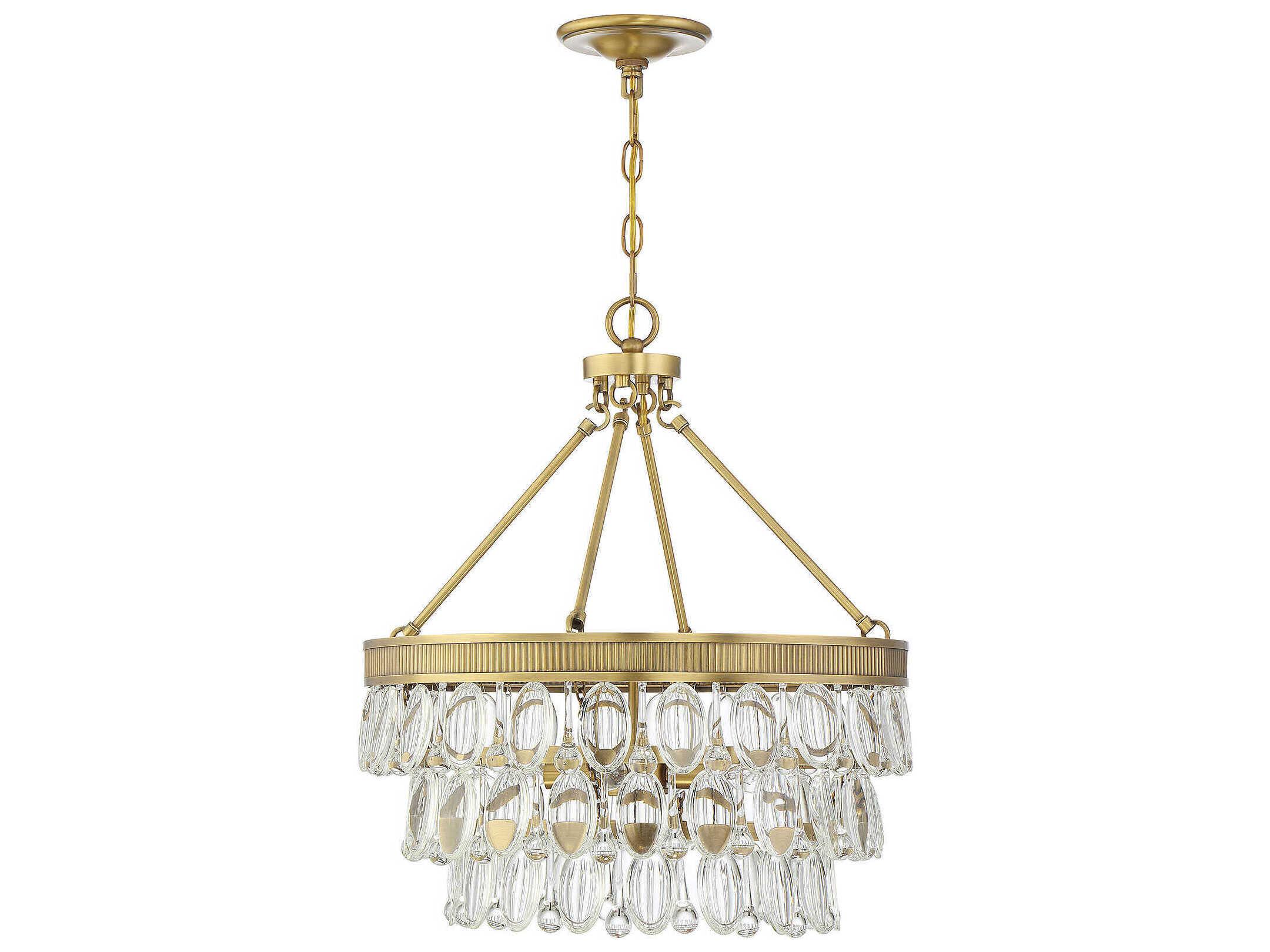 Savoy House Windham 4-Light Warm Brass Crystal Round Pendant