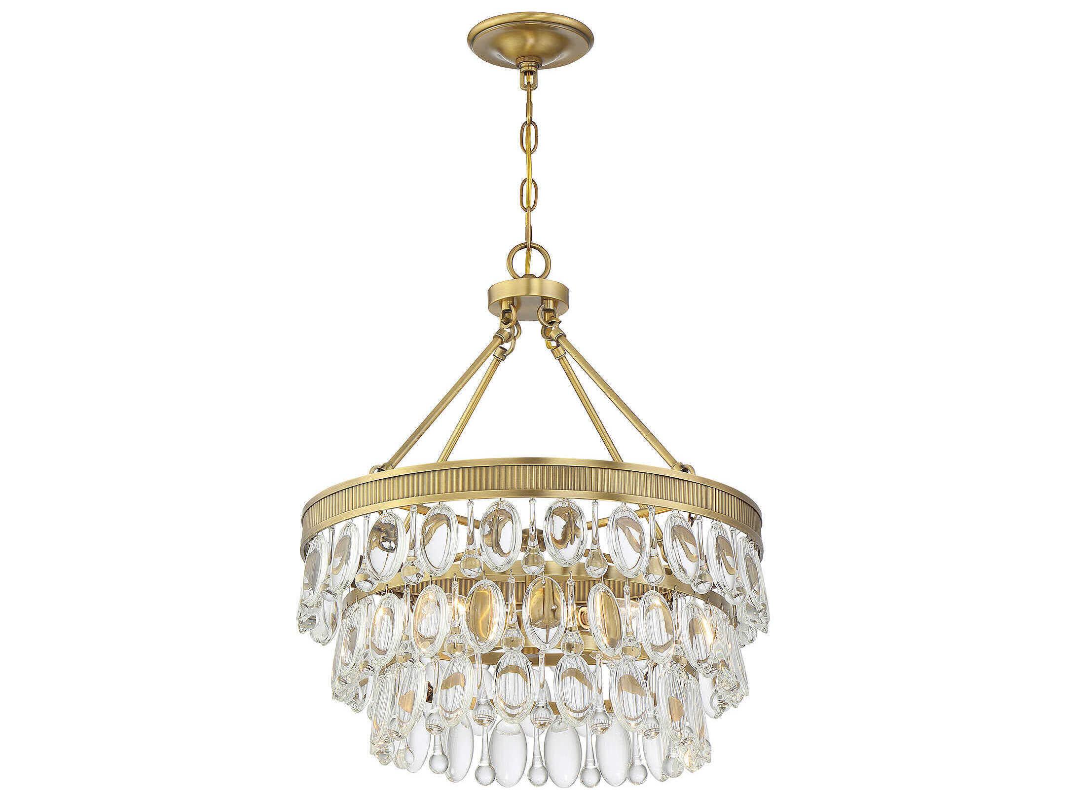 Savoy House Windham 4-Light Warm Brass Crystal Round Pendant