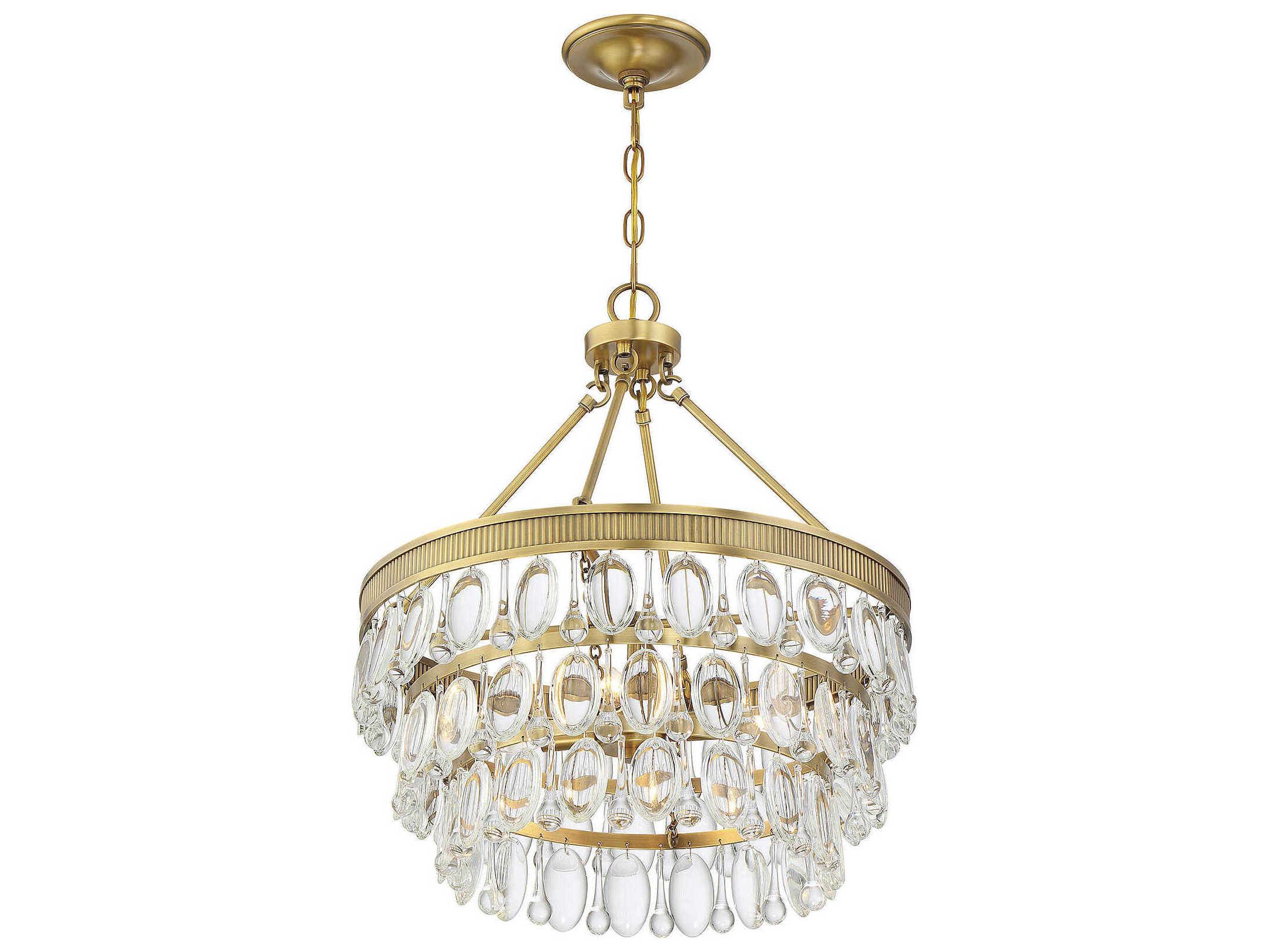 Savoy House Windham 4-Light Warm Brass Crystal Round Pendant