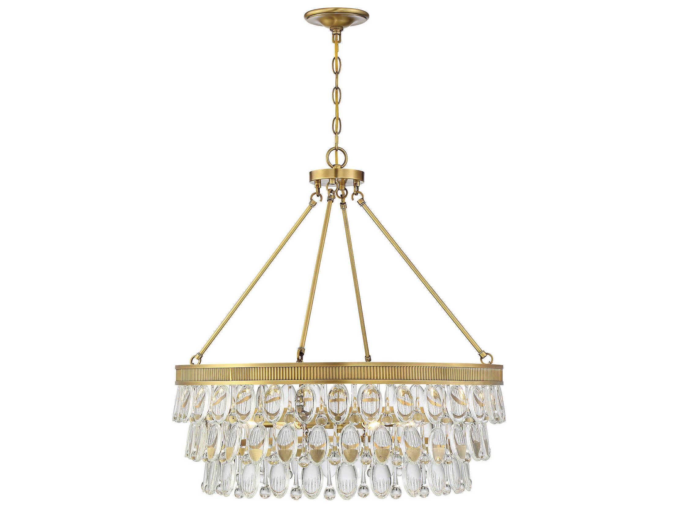 Savoy House Windham 6-Light Warm Brass Crystal Round Pendant