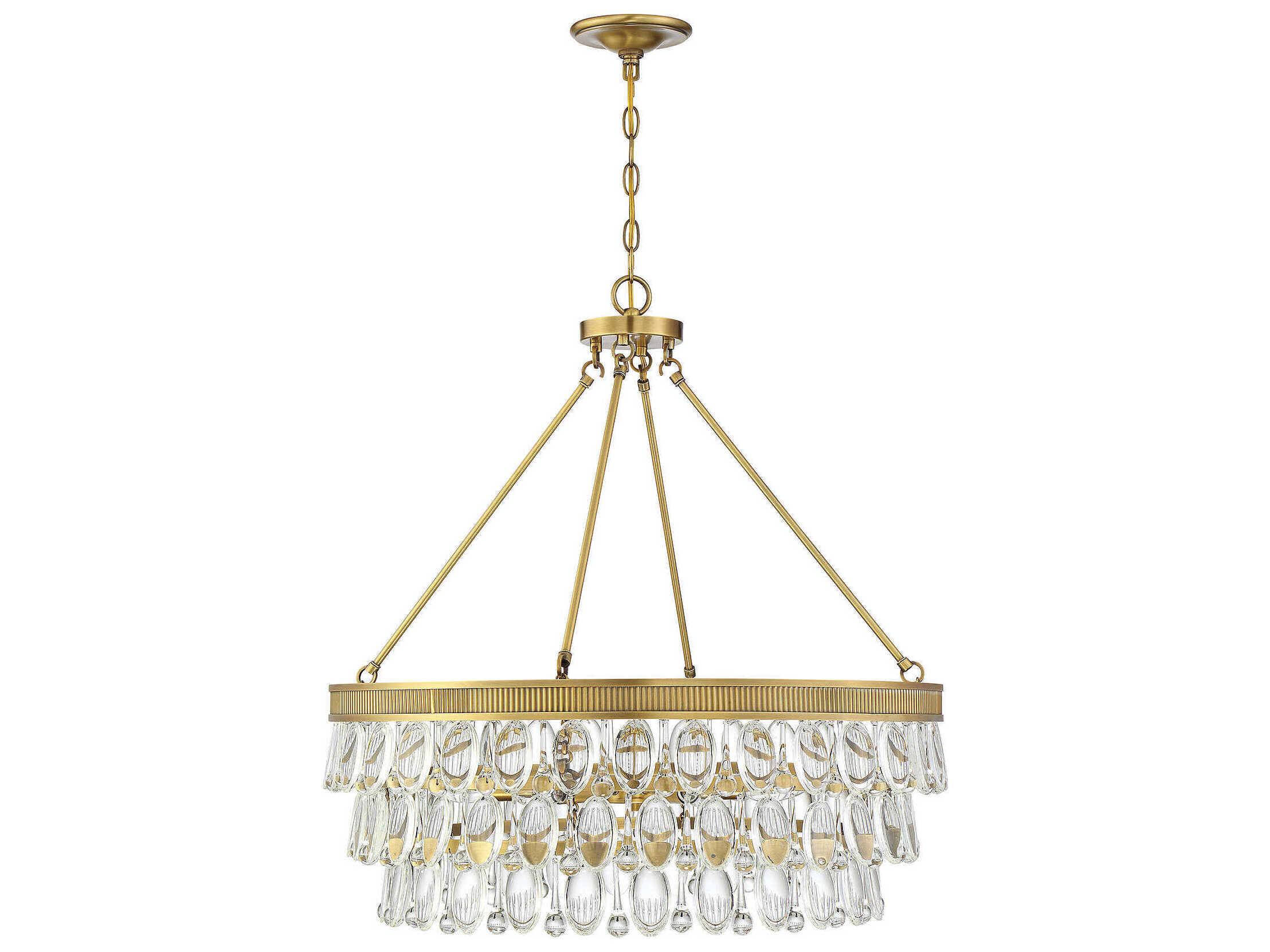 Savoy House Windham 6-Light Warm Brass Crystal Round Pendant