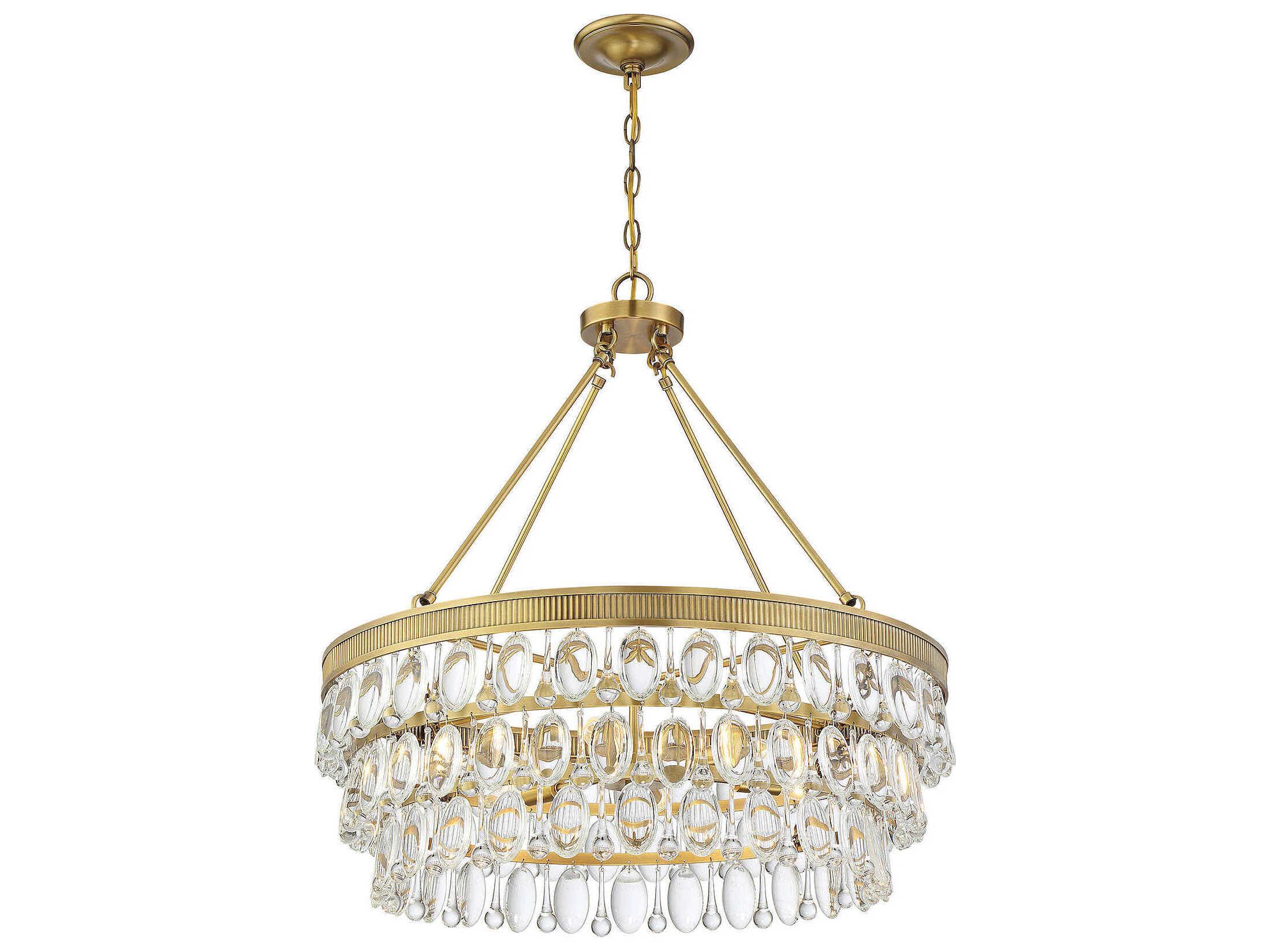 Savoy House Windham 6-Light Warm Brass Crystal Round Pendant