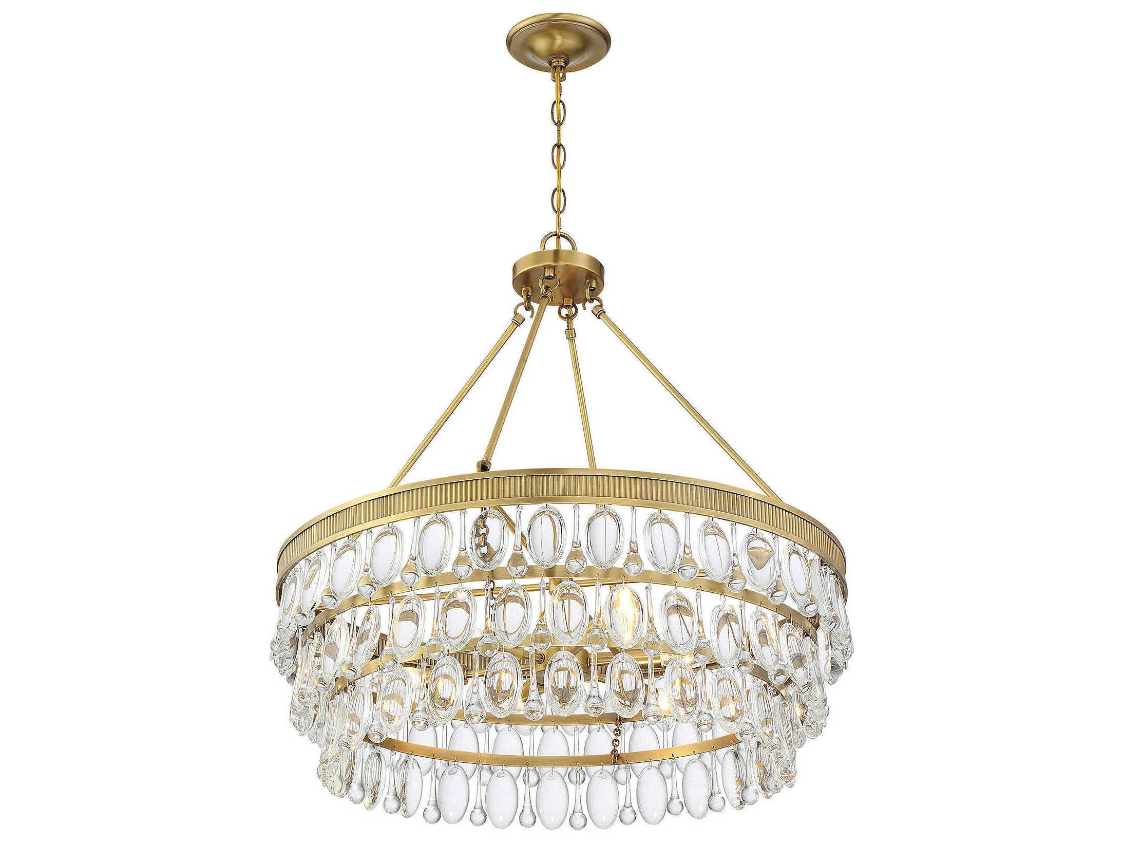Savoy House Windham 6-Light Warm Brass Crystal Round Pendant
