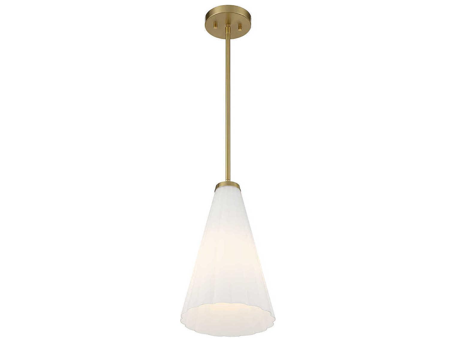 Savoy House Bristol 1-Light Warm Brass Glass Mini Pendant