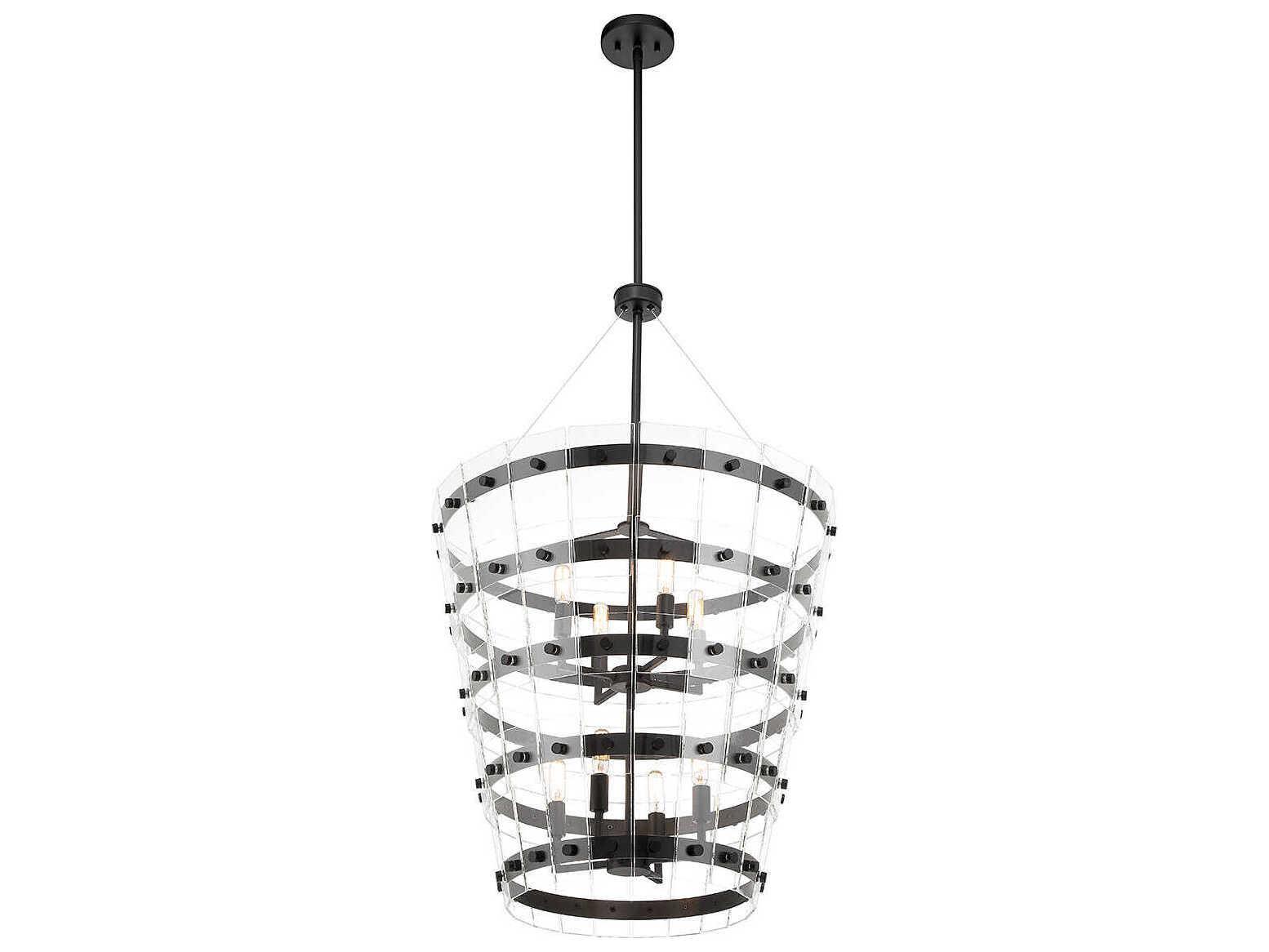Savoy House Ventari 8-Light Matte Black Glass Candelabra Chandelier