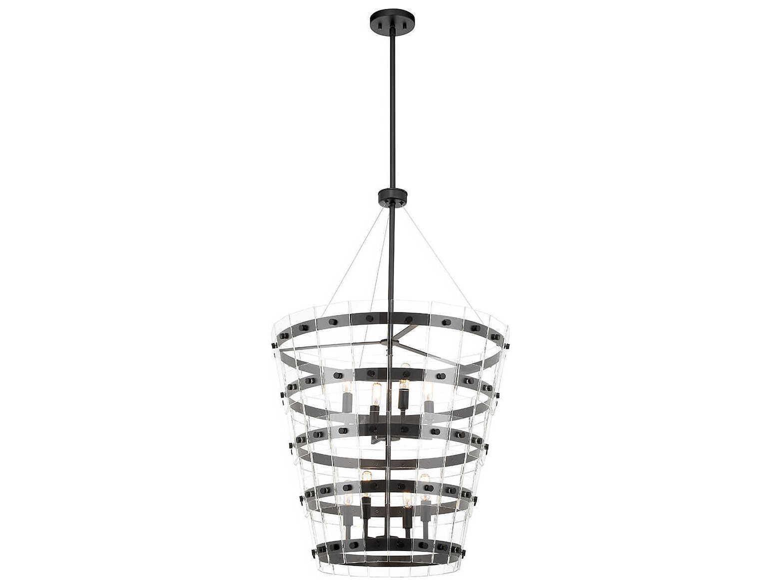 Savoy House Ventari 8-Light Matte Black Glass Candelabra Chandelier