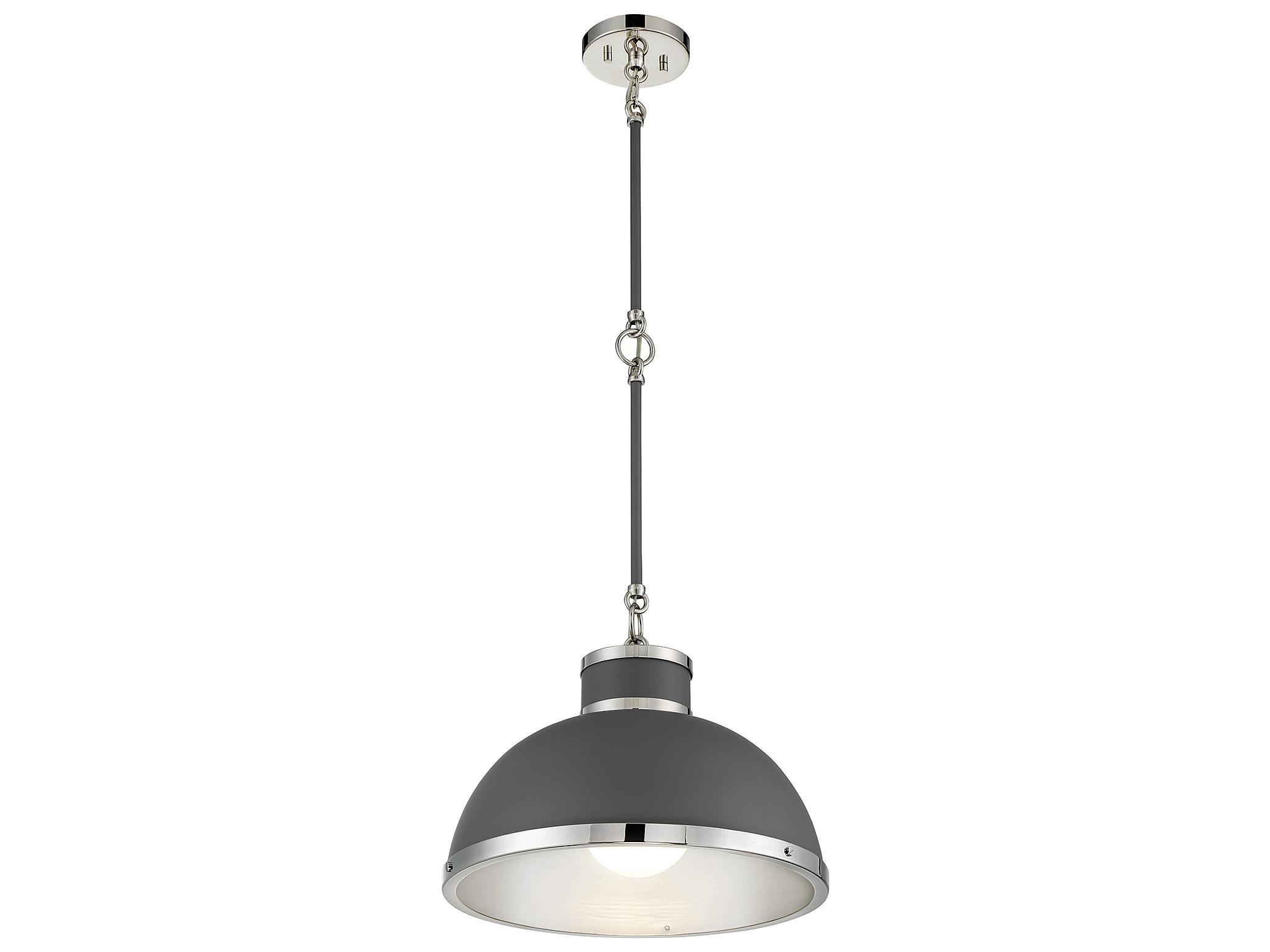 Savoy House Corning 1-Light Gray Polished Nickel Glass Dome Pendant
