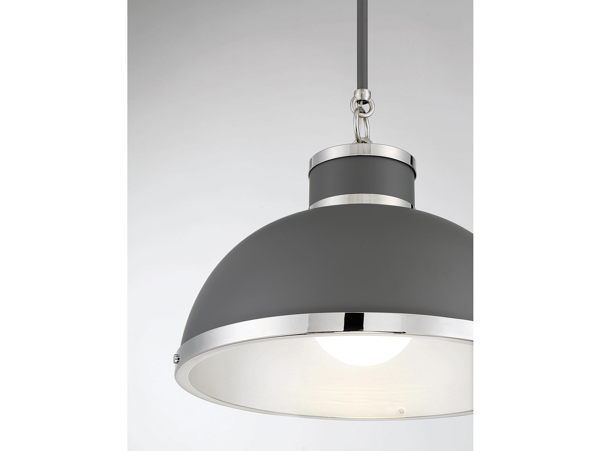 Savoy House Corning 1-Light Gray Polished Nickel Glass Dome Pendant