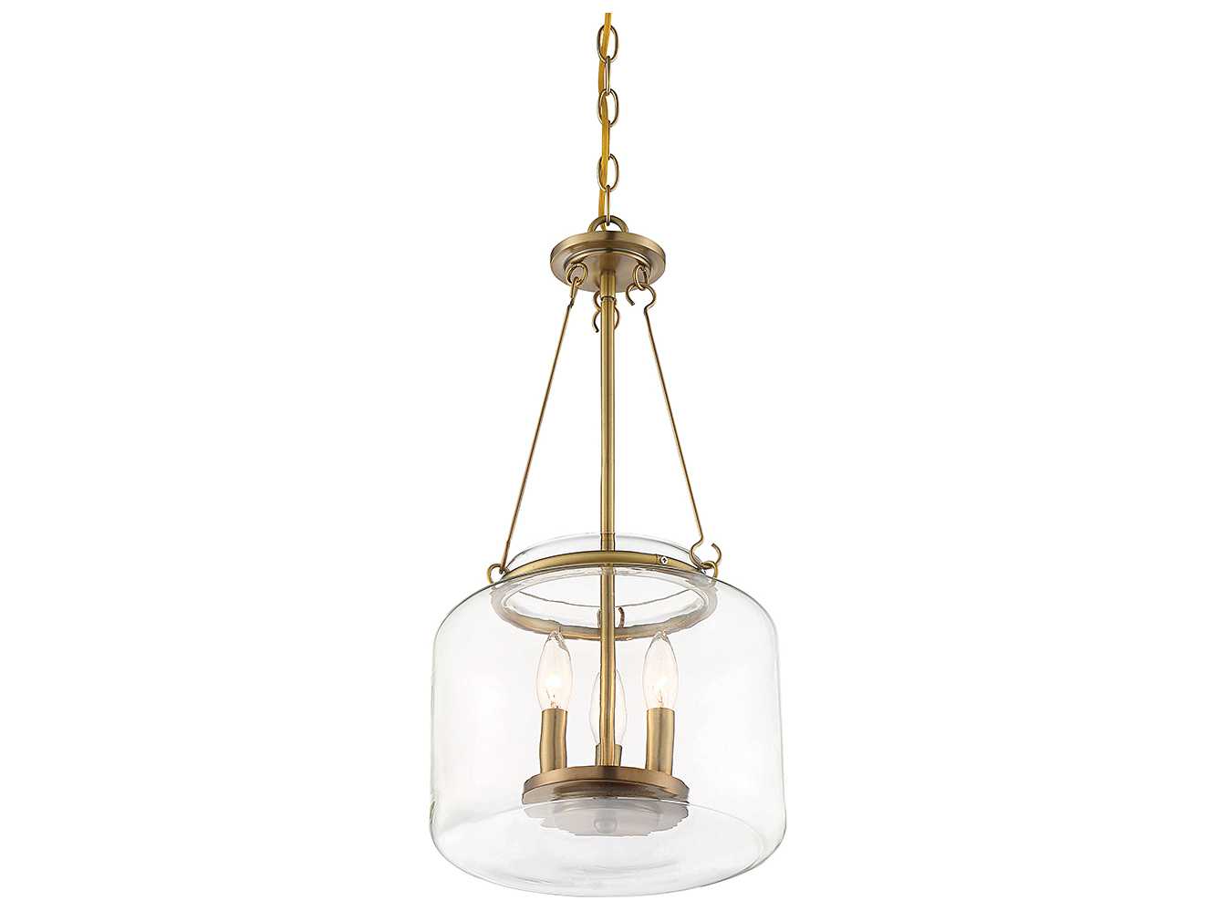 Savoy House Akron 3-Light Warm Brass Glass Pendant