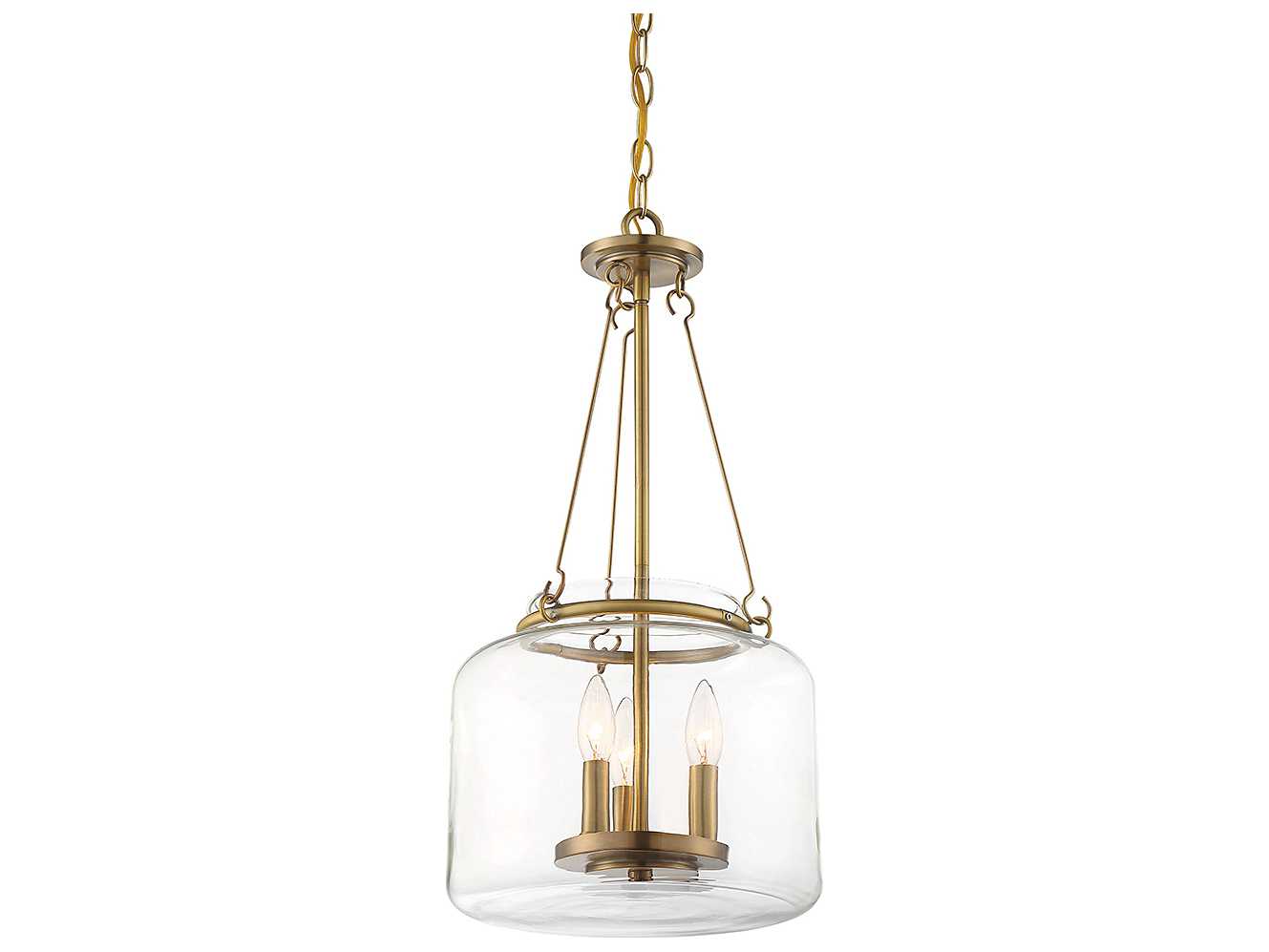 Savoy House Akron 3-Light Warm Brass Glass Pendant
