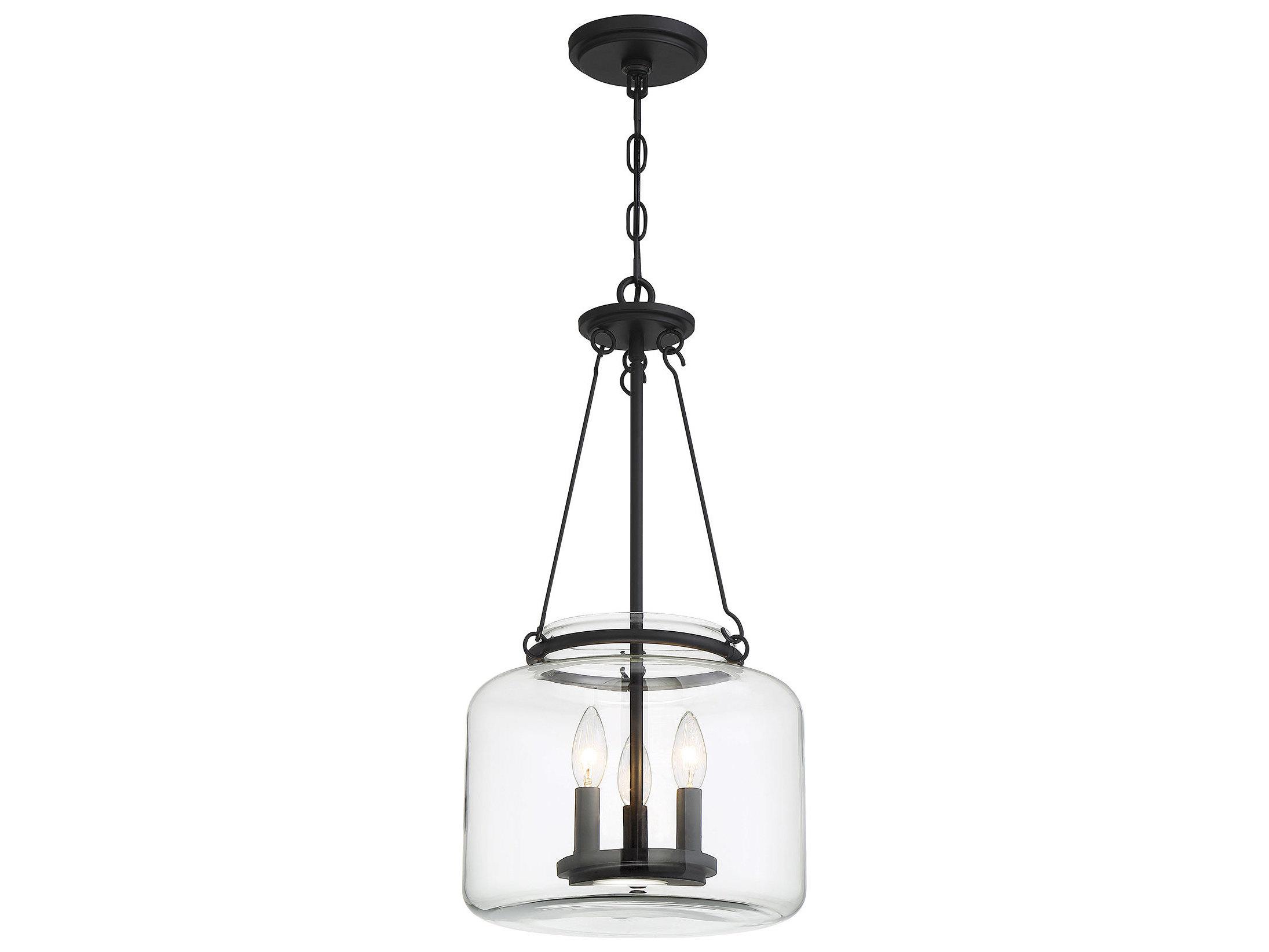 Savoy House Akron 3-Light Matte Black Glass Mini Pendant