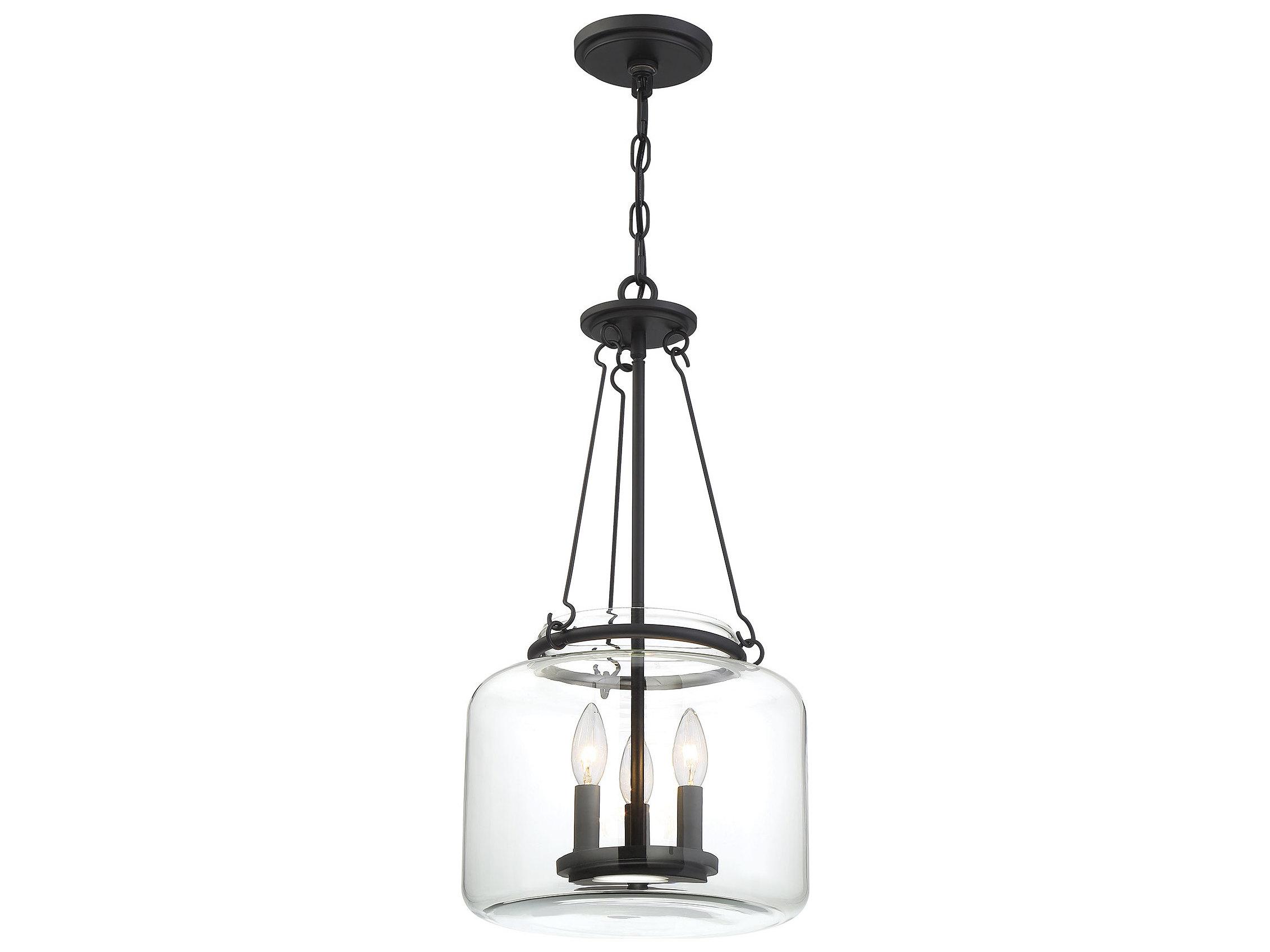 Savoy House Akron 3-Light Matte Black Glass Mini Pendant