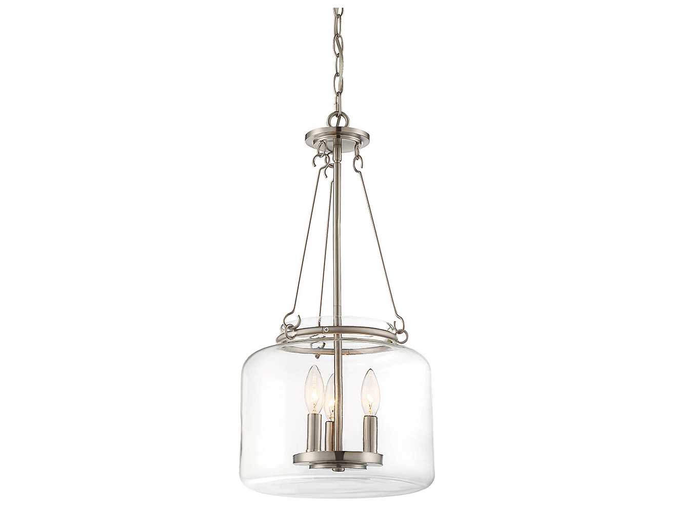 Savoy House Akron 3-Light Satin Nickel Glass Pendant