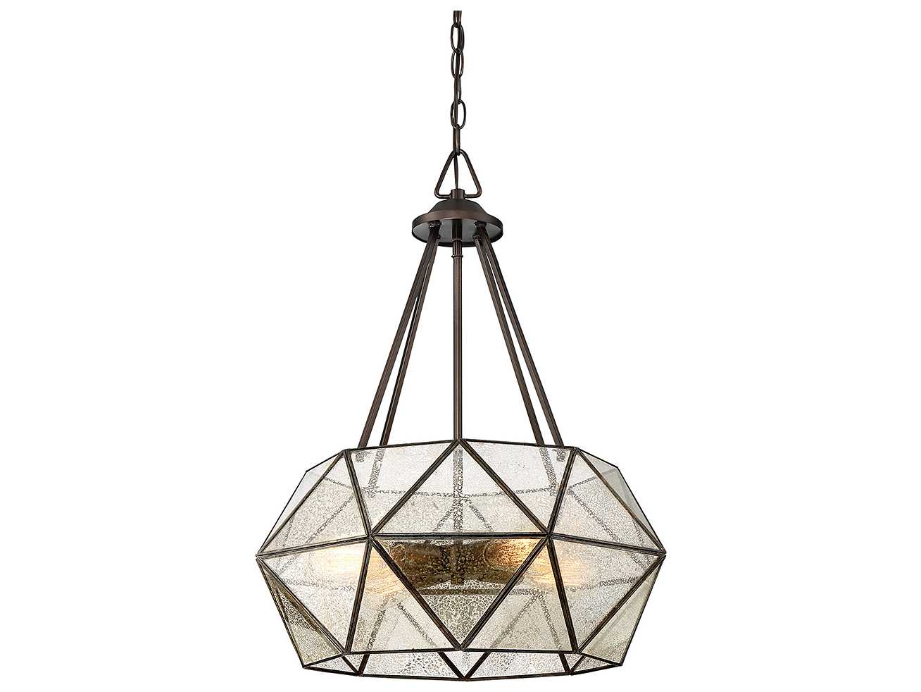 Savoy House Tartan 4-Light Oiled Burnished Bronze Glass Geometric Globe Pendant