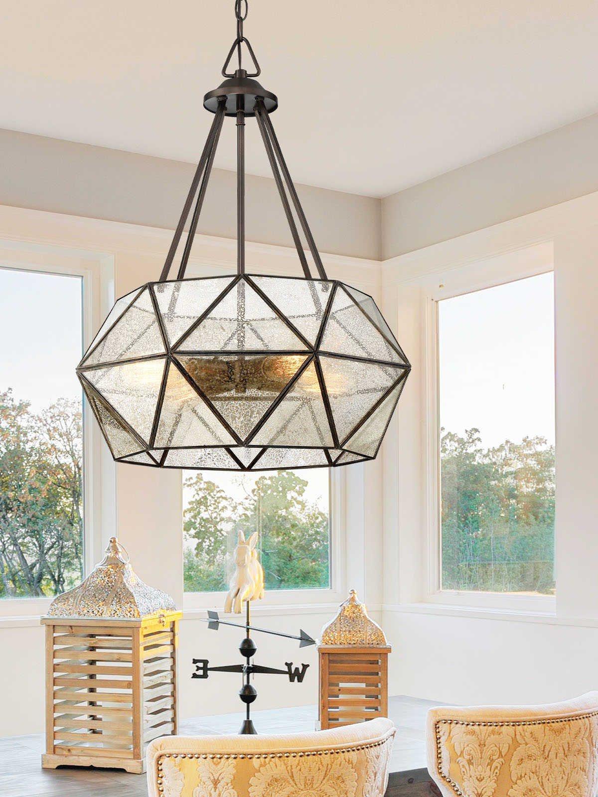 Savoy House Tartan 4-Light Oiled Burnished Bronze Glass Geometric Globe Pendant