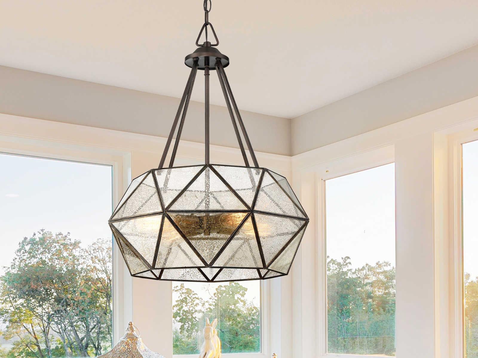 Savoy House Tartan 4-Light Oiled Burnished Bronze Glass Geometric Globe Pendant