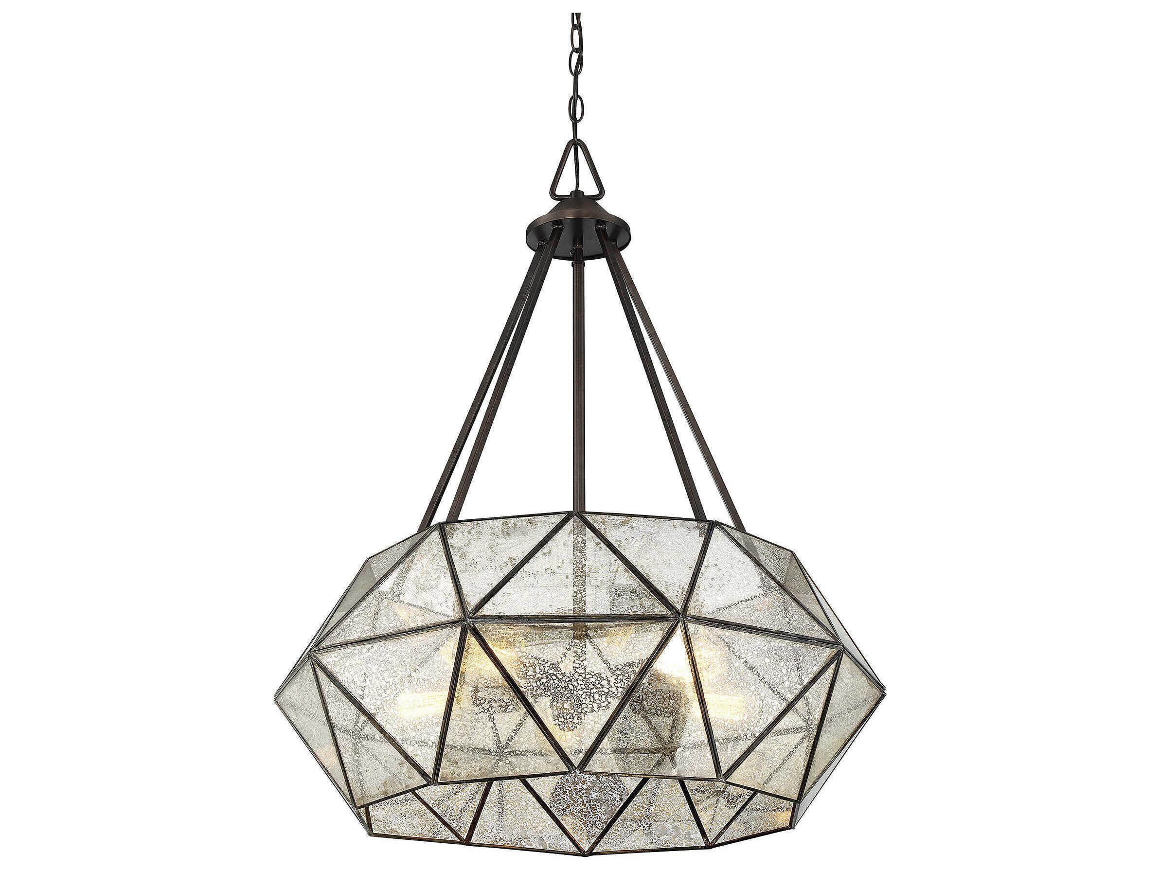 Savoy House Tartan 5-Light Oiled Burnished Bronze Glass Pendant