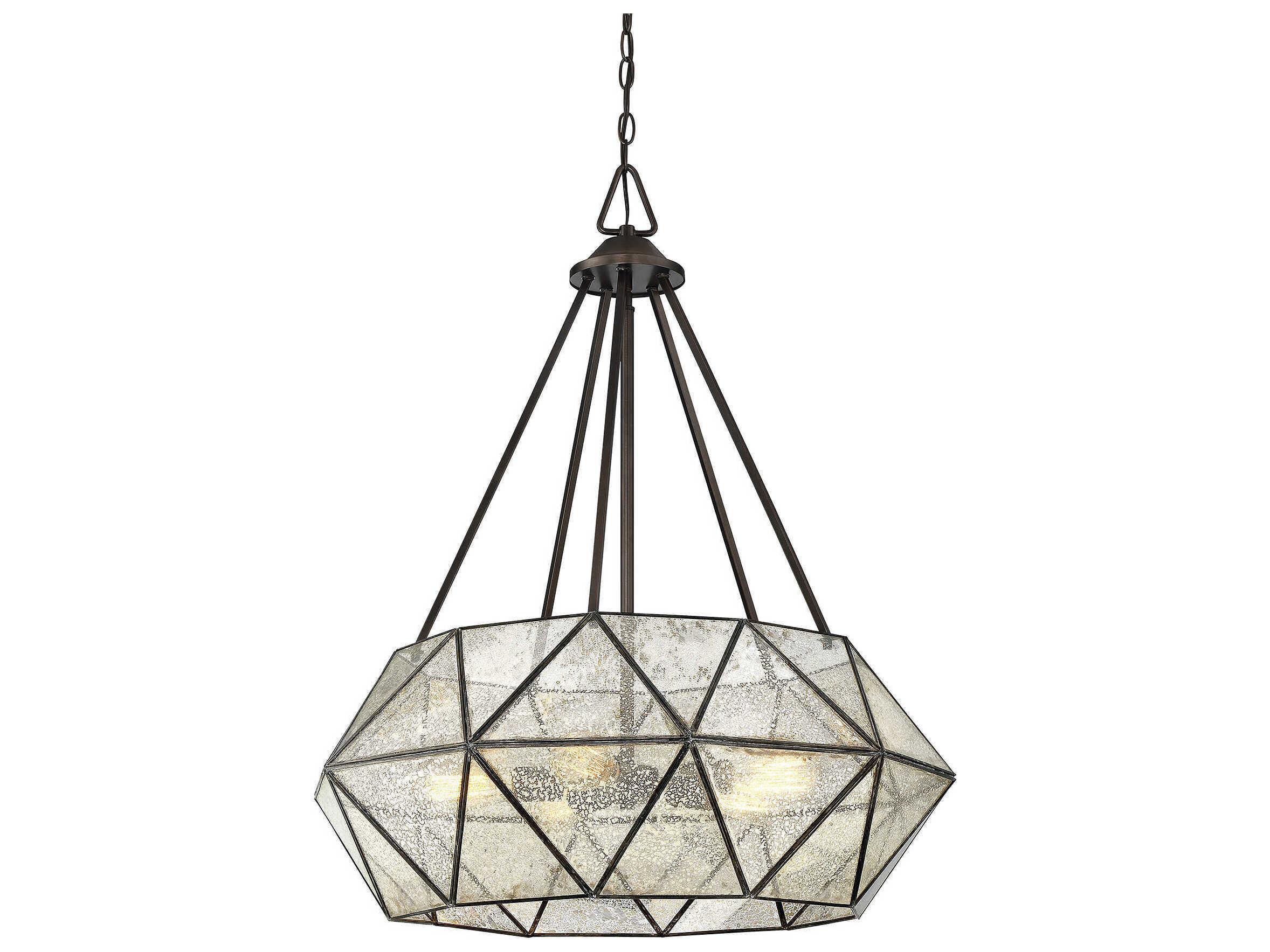 Savoy House Tartan 5-Light Oiled Burnished Bronze Glass Pendant