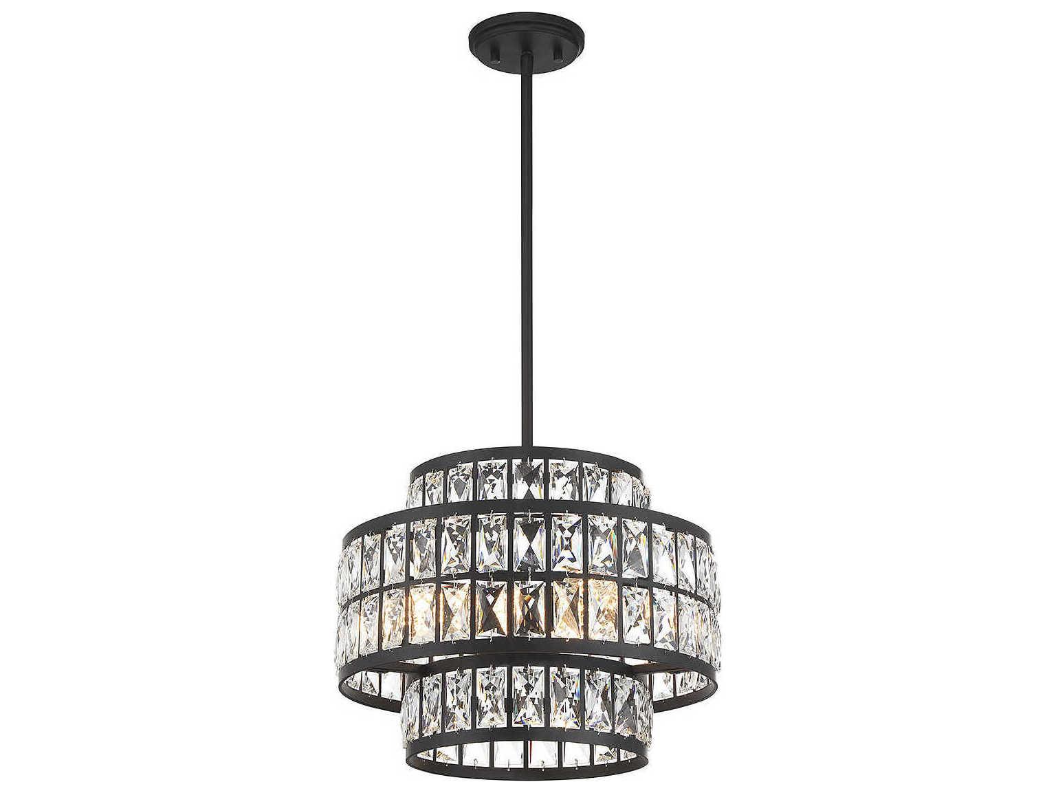 Savoy House Renzo 3-Light Matte Black Crystal Pendant