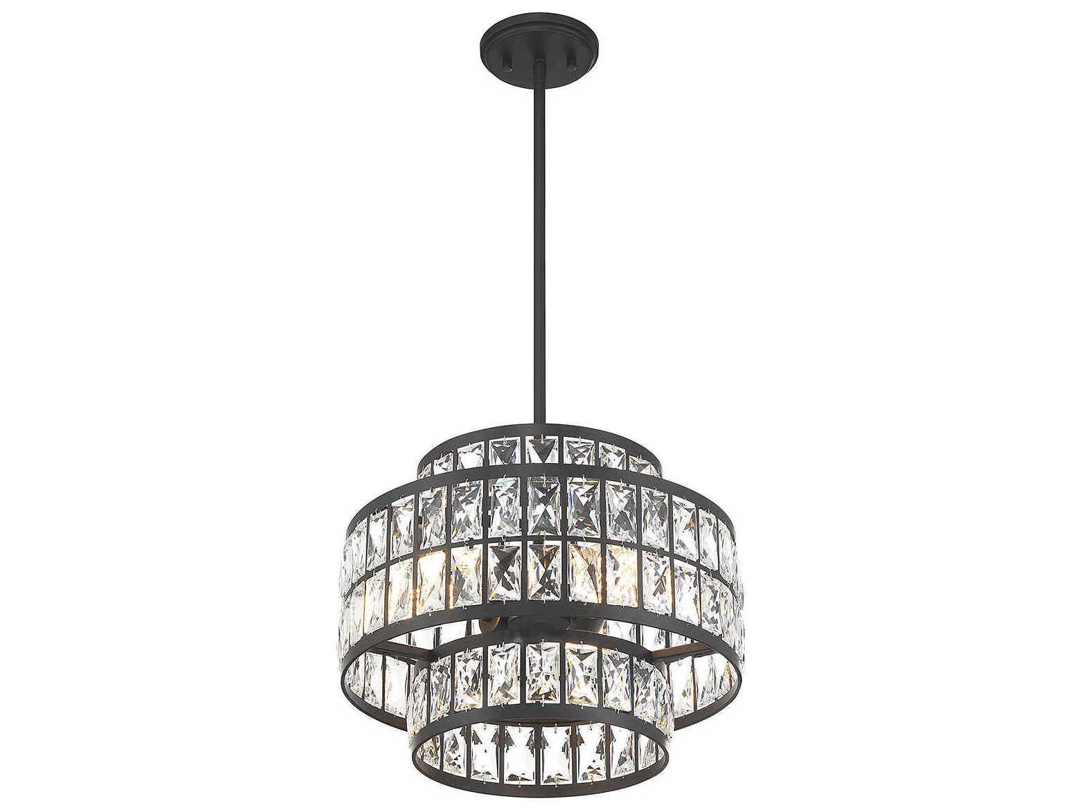 Savoy House Renzo 3-Light Matte Black Crystal Pendant