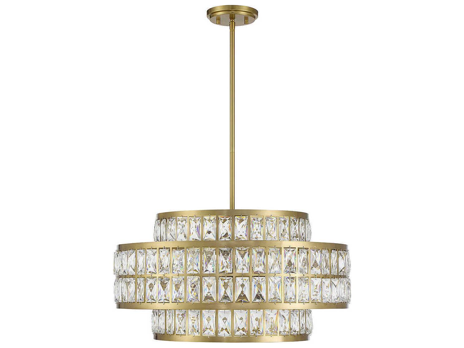 Savoy House Renzo 4-Light Warm Brass Crystal Pendant
