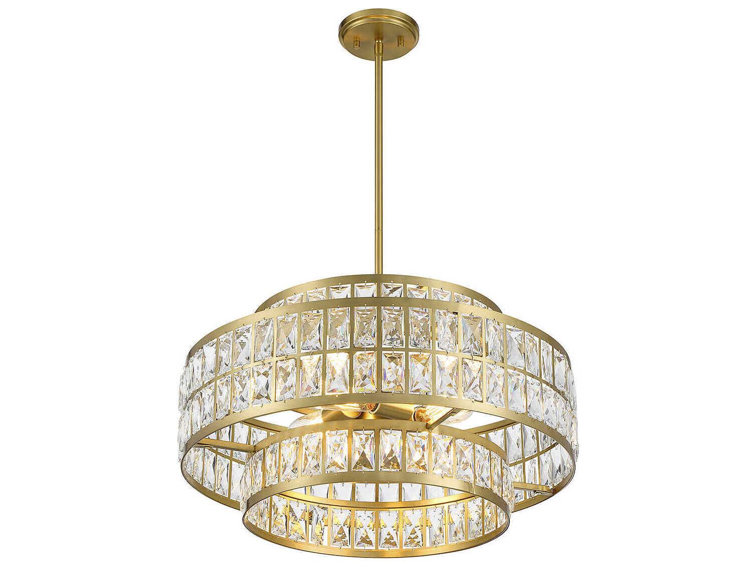 Savoy House Renzo 4-Light Warm Brass Crystal Pendant