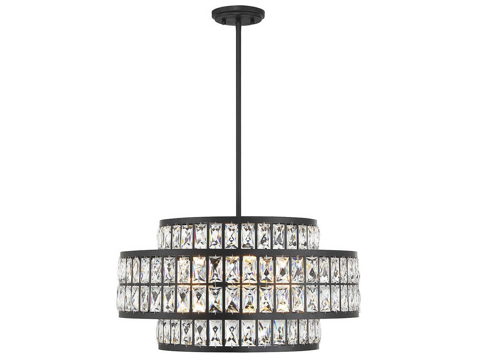 Savoy House Renzo 4-Light Matte Black Crystal Pendant