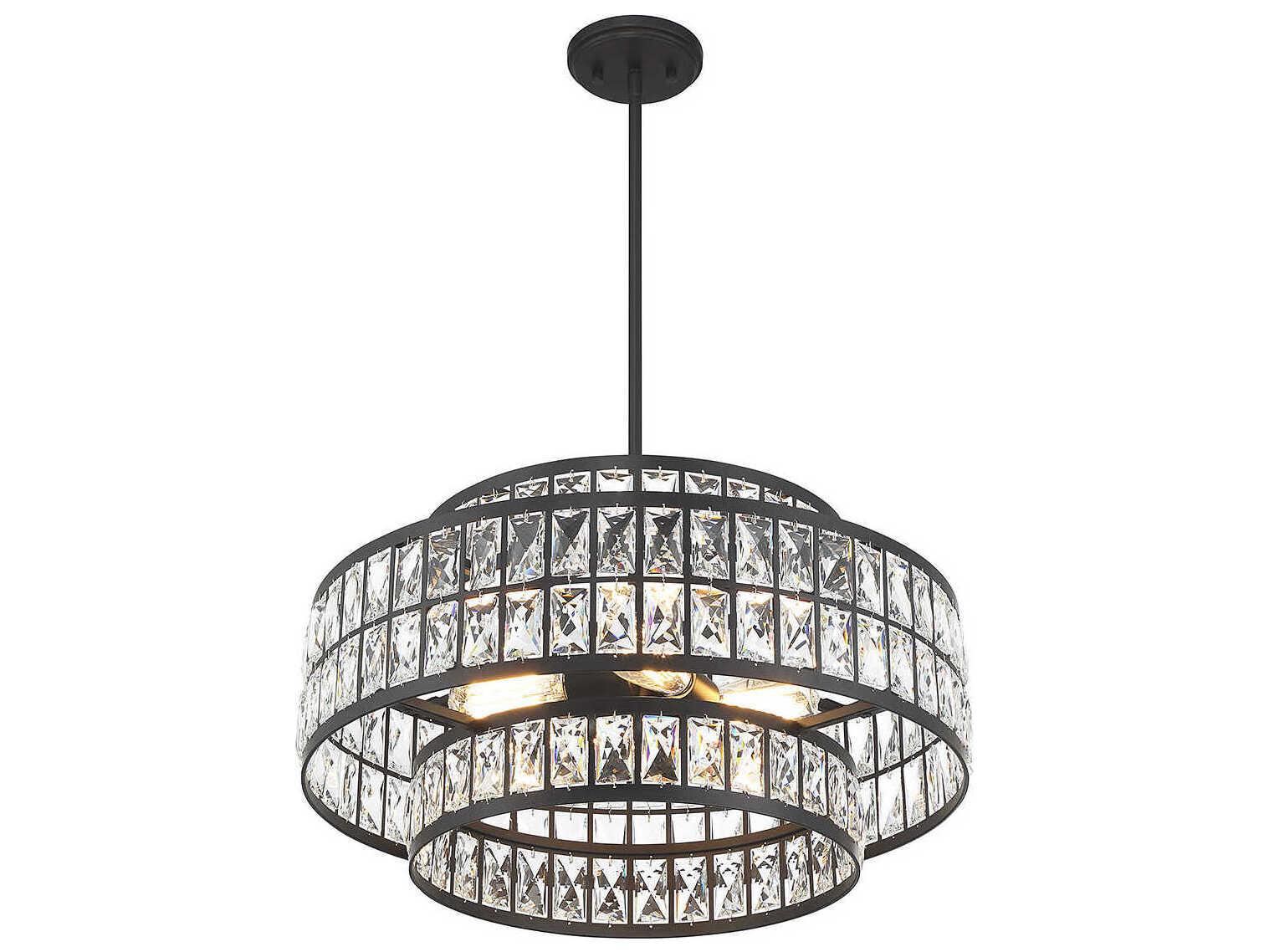 Savoy House Renzo 4-Light Matte Black Crystal Pendant