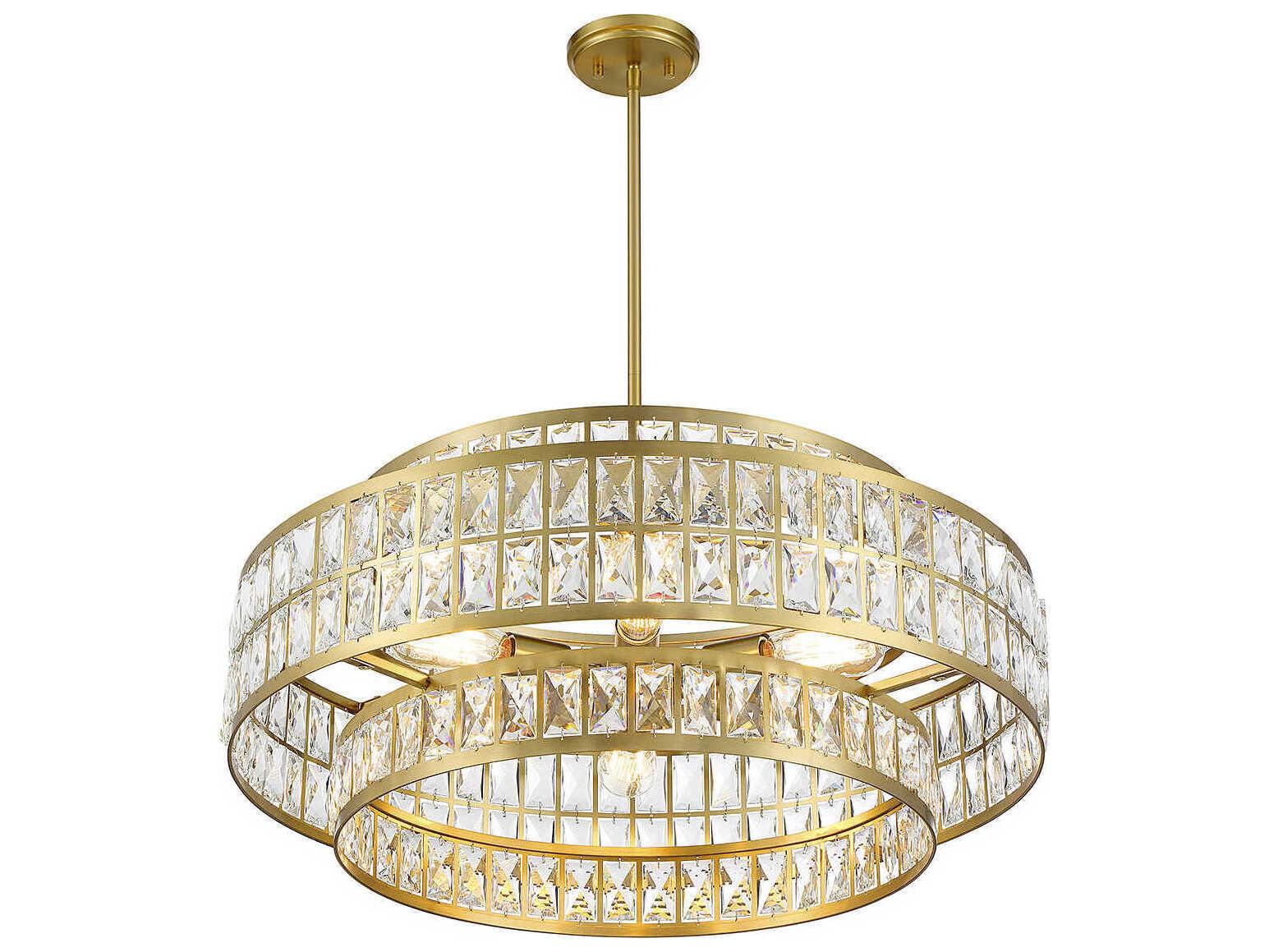Savoy House Renzo 6-Light Warm Brass Crystal Pendant