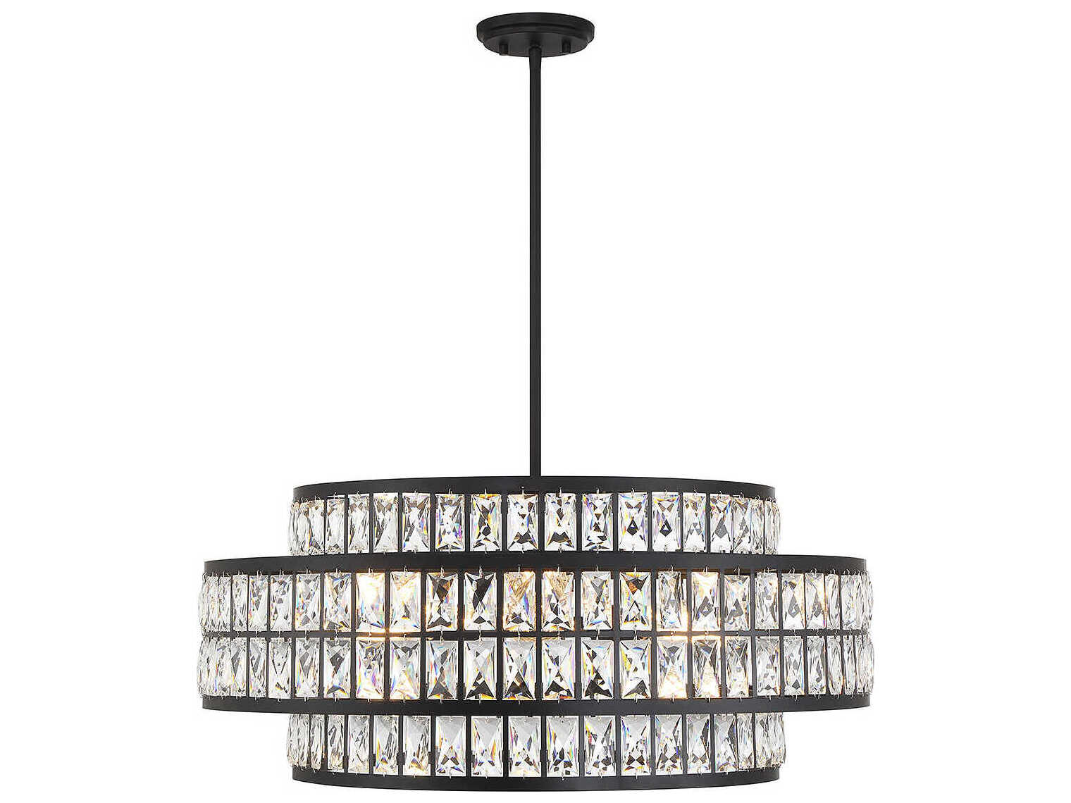 Savoy House Renzo 6-Light Matte Black Crystal Pendant