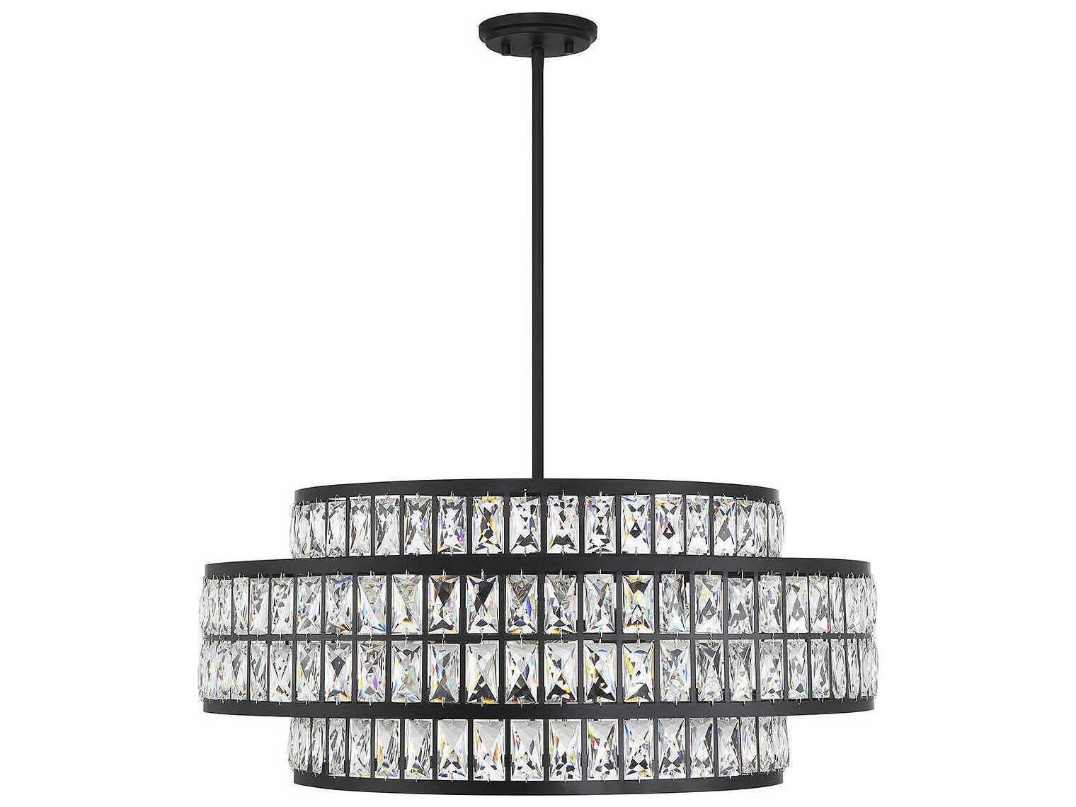 Savoy House Renzo 6-Light Matte Black Crystal Pendant