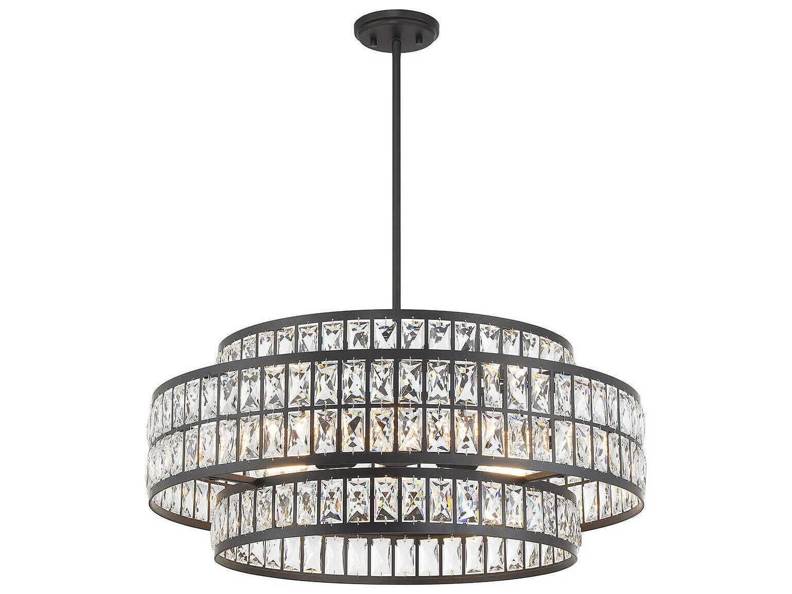 Savoy House Renzo 6-Light Matte Black Crystal Pendant
