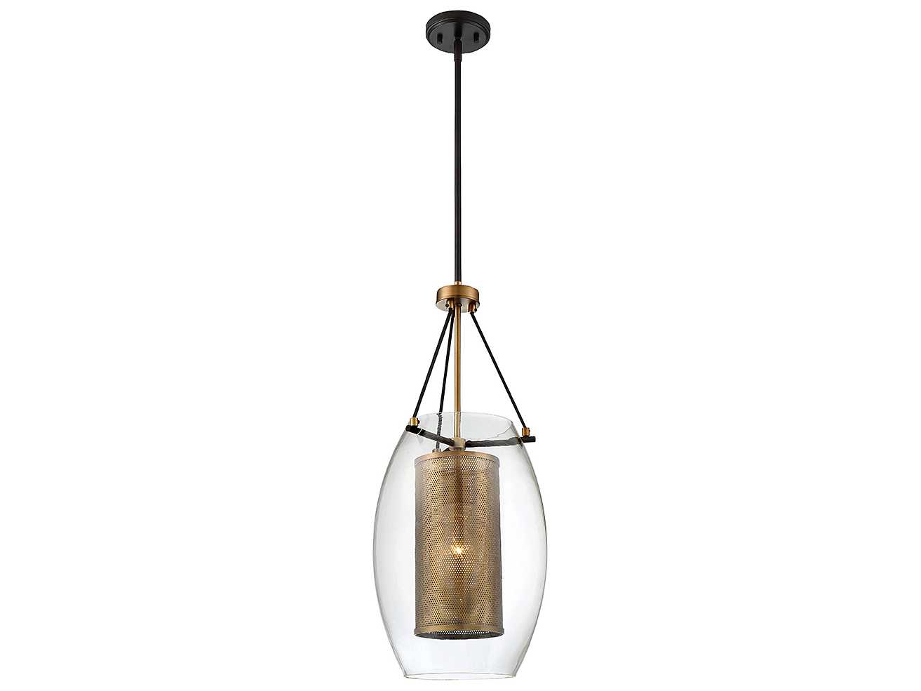 Savoy House Dunbar 1-Light Warm Brass Bronze Glass Cylinder Pendant