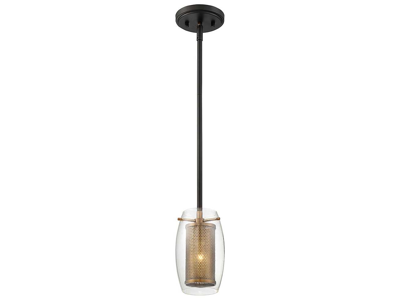 Savoy House Dunbar 1-Light Warm Brass Bronze Glass Cylinder Pendant