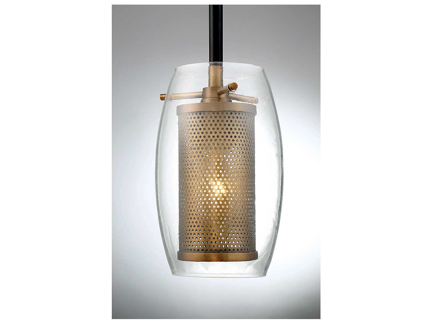 Savoy House Dunbar 1-Light Warm Brass Bronze Glass Cylinder Pendant
