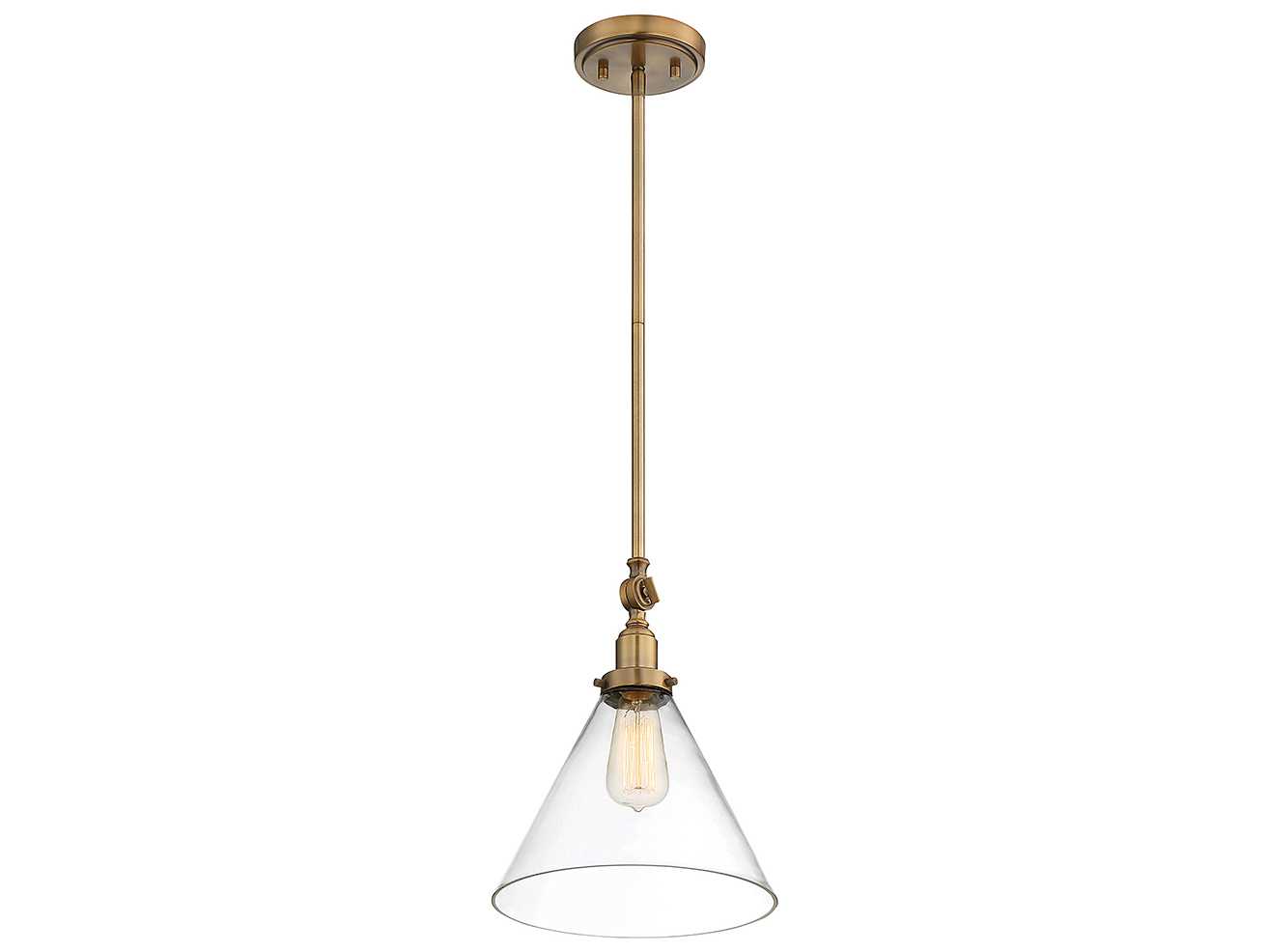 Savoy House Drake 1-Light Warm Brass Glass Pendant