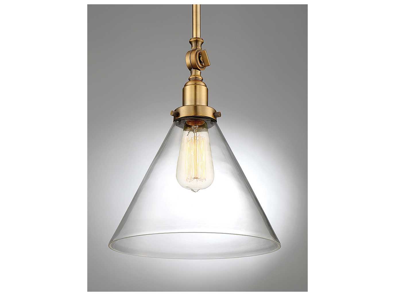 Savoy House Drake 1-Light Warm Brass Glass Pendant
