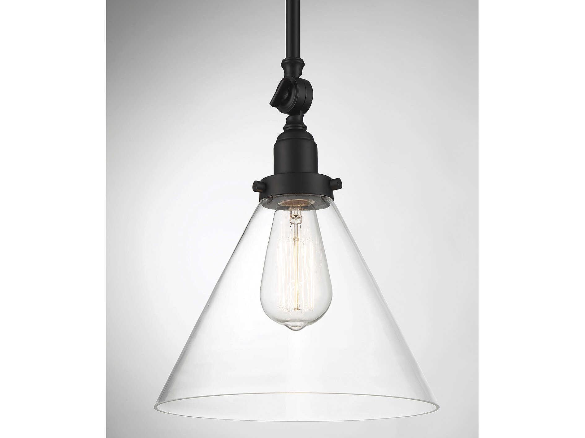 Savoy House Drake 1-Light Matte Black Glass Mini Pendant