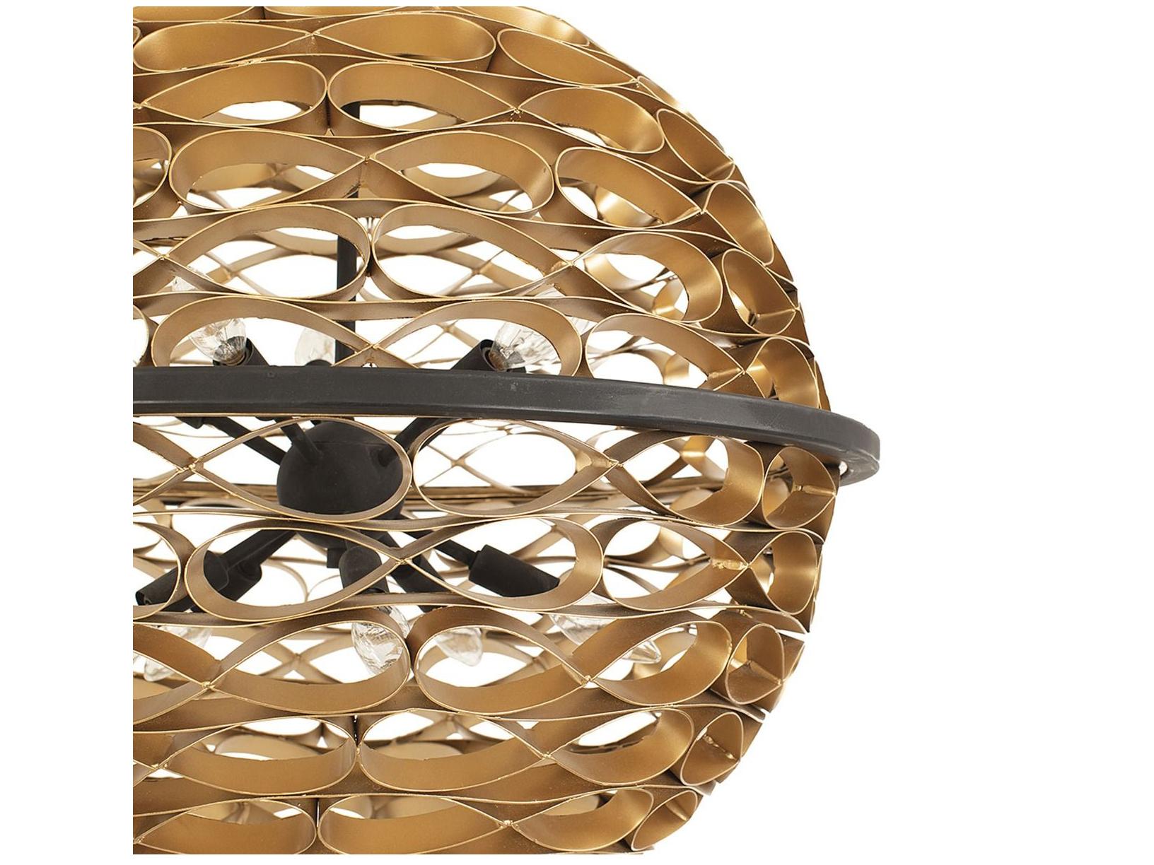 Savoy House Ventura 10-Light Matte Black Gold Globe Sputnik Pendant