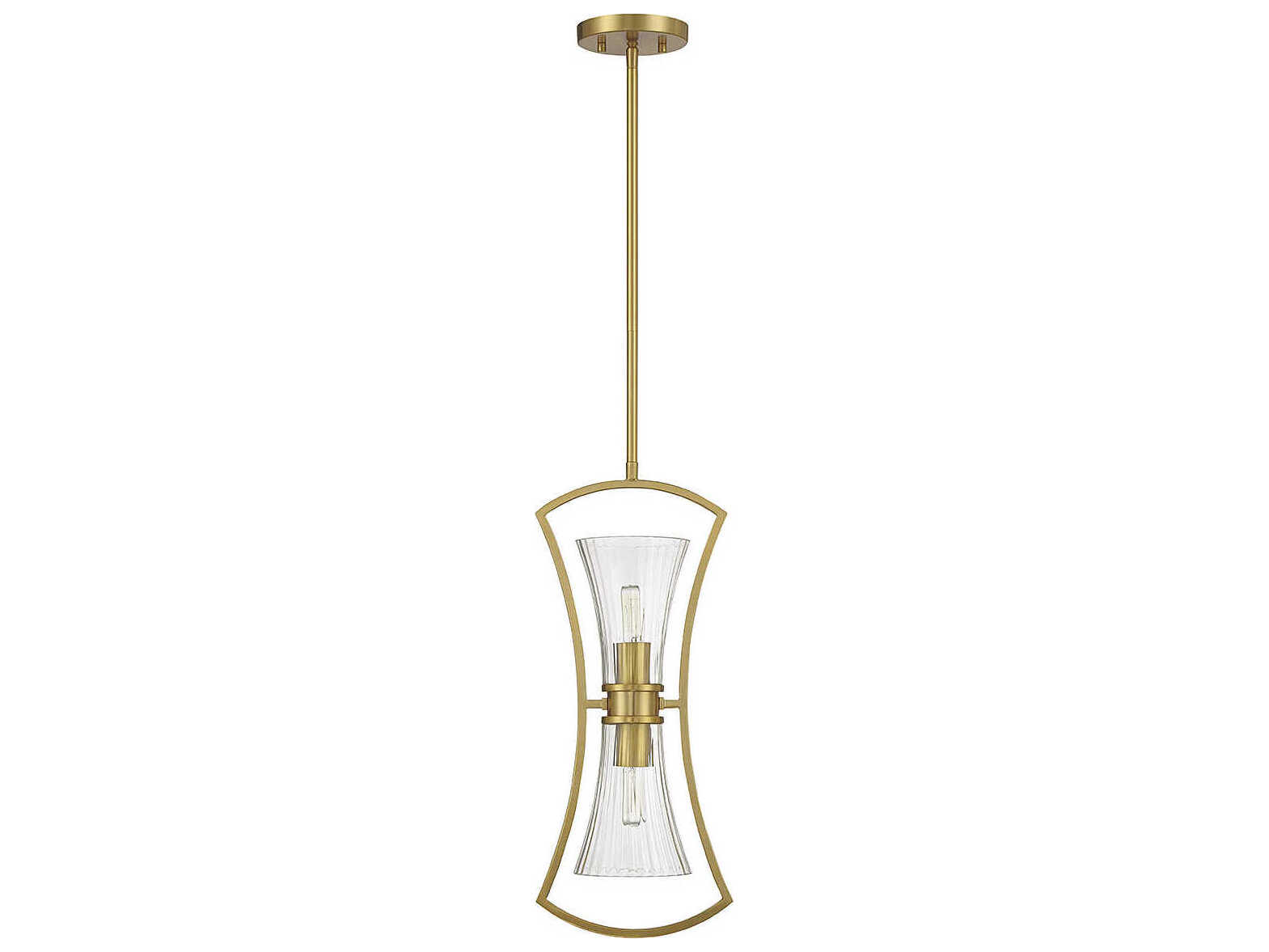 Savoy House Bennington 2-Light Warm Brass Glass Mini Pendant