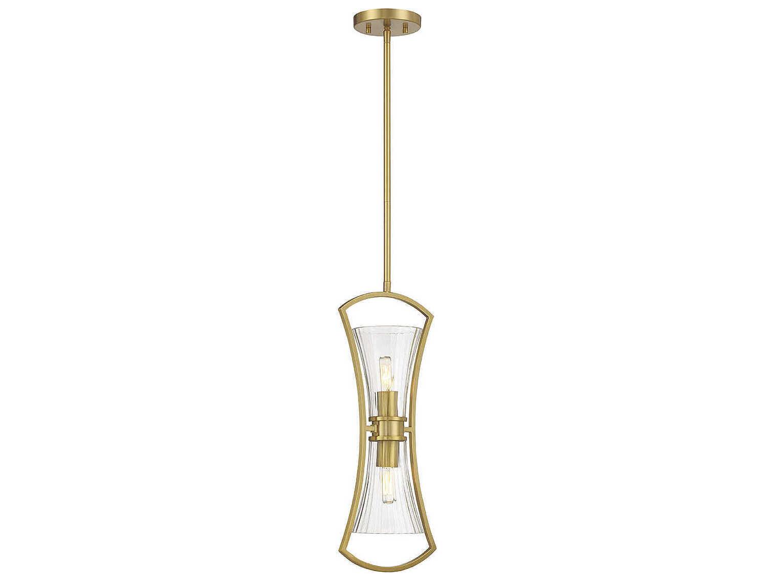 Savoy House Bennington 2-Light Warm Brass Glass Mini Pendant