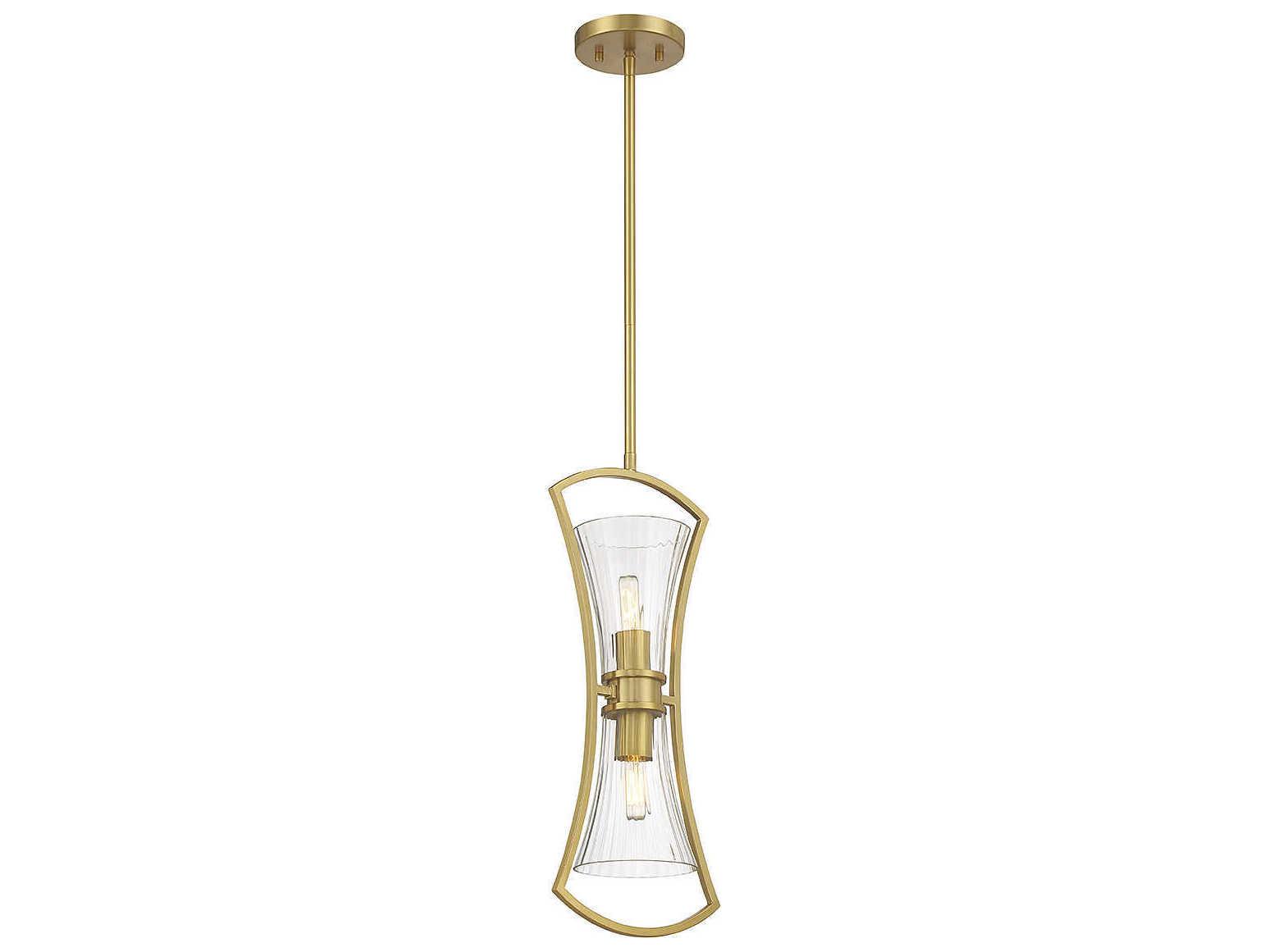 Savoy House Bennington 2-Light Warm Brass Glass Mini Pendant