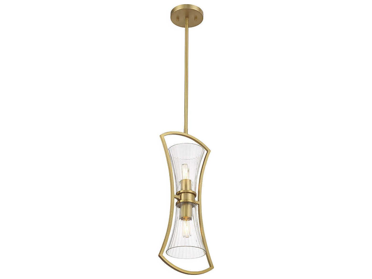 Savoy House Bennington 2-Light Warm Brass Glass Mini Pendant