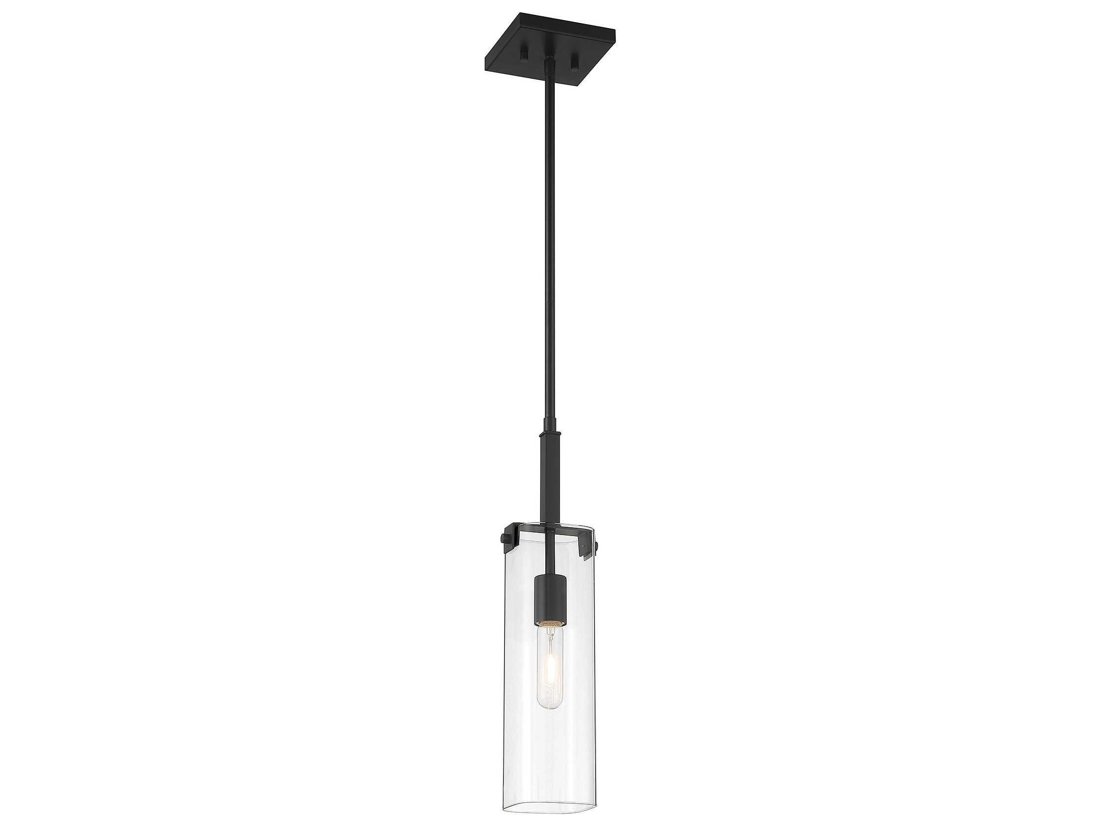 Savoy House Winfield 1-Light Matte Black Glass Cylinder Mini Pendant