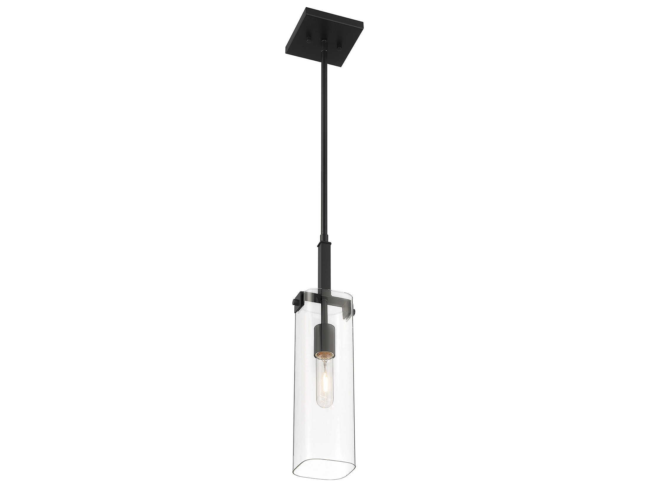 Savoy House Winfield 1-Light Matte Black Glass Cylinder Mini Pendant