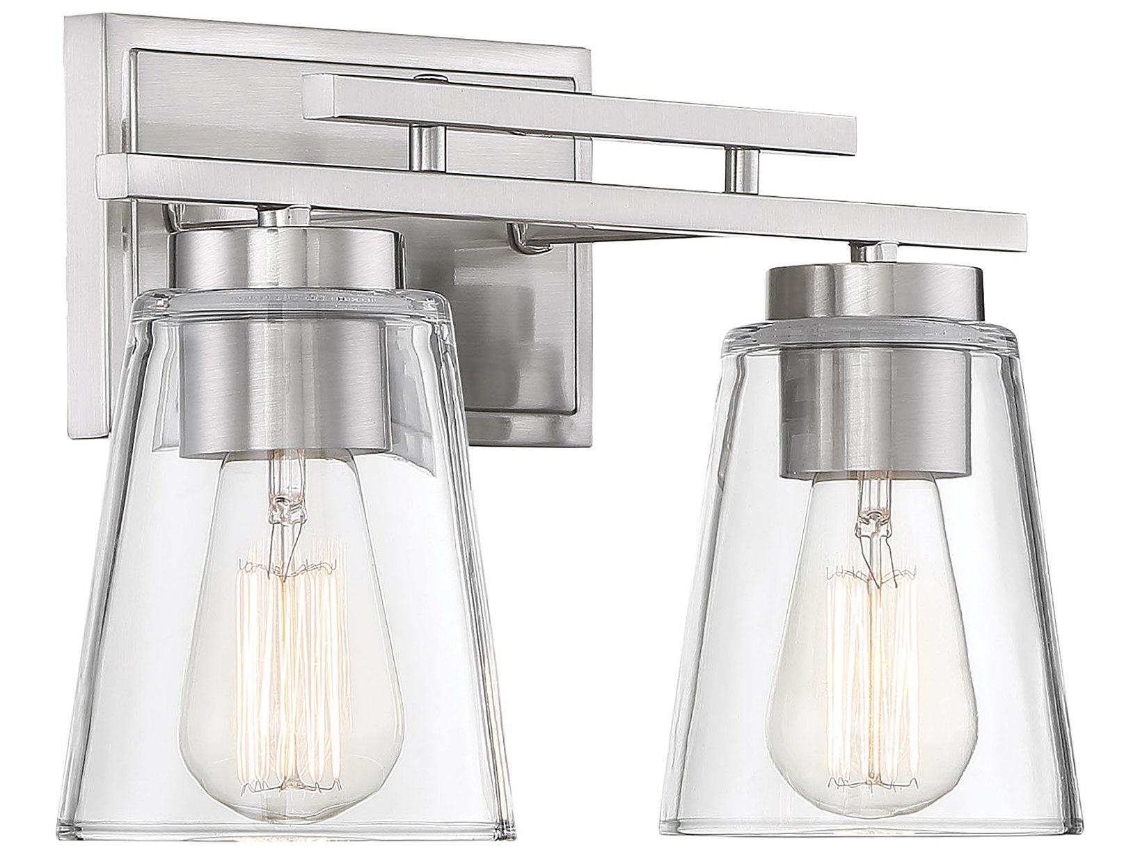 Savoy House Calhoun 2-Light Satin Nickel Glass Vanity Light