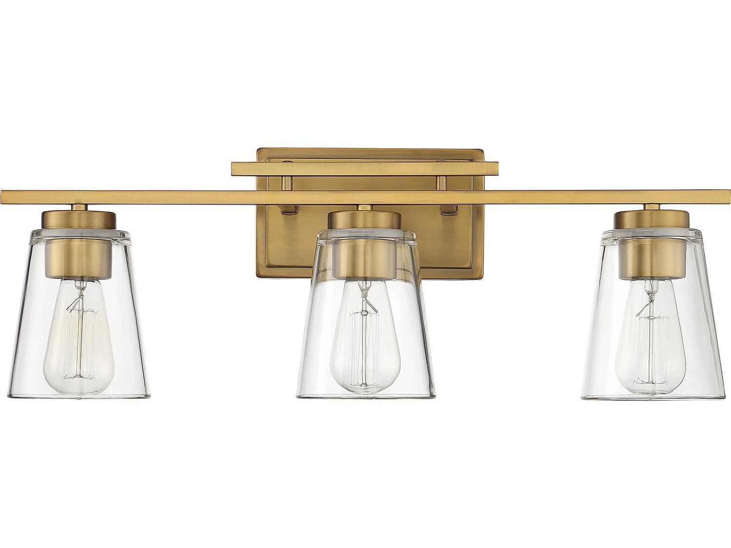 Savoy House Calhoun 3-Light Warm Brass Glass Vanity Light